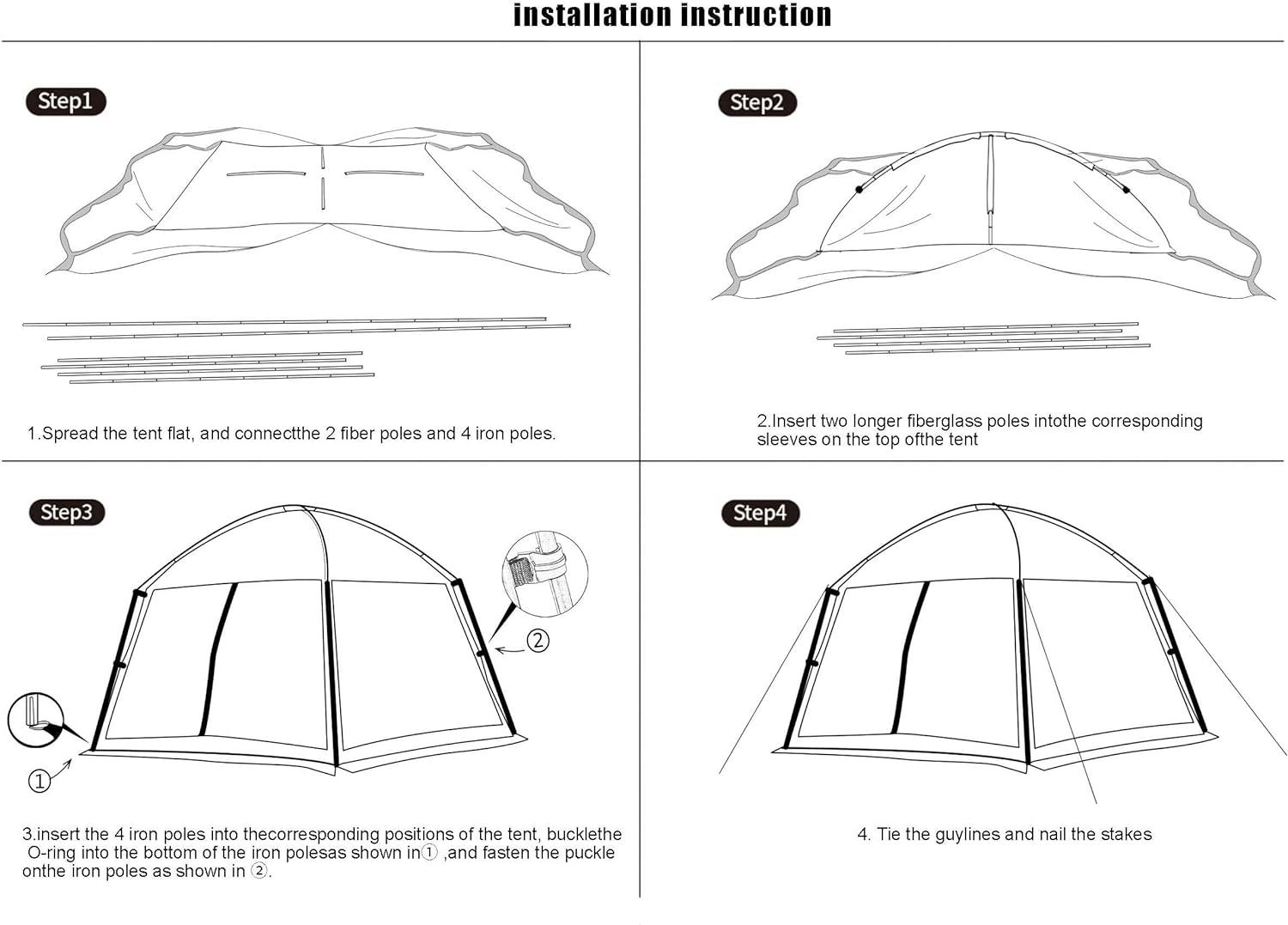 Screen House 11 x 11 ft Screened Mesh Net Gazebos for Patios Outdoor Camping Activities - Beige