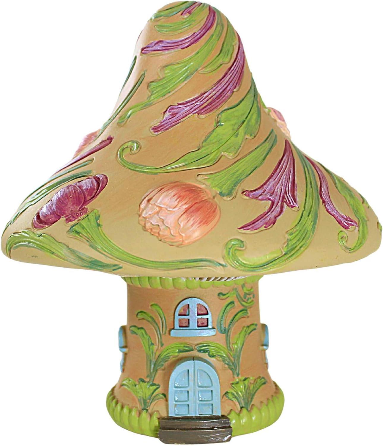 Roman 7.25 In Mushroom House Flowers Door Windows Figurines