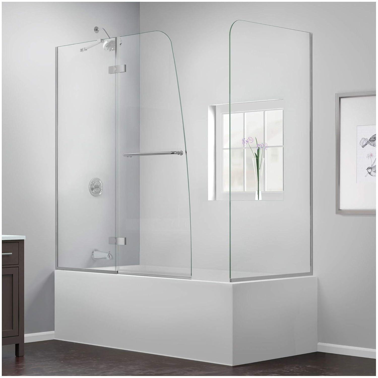 Aqua Ultra 57 "W x 58" H Semi-Frameless Tub Door with Return Panel