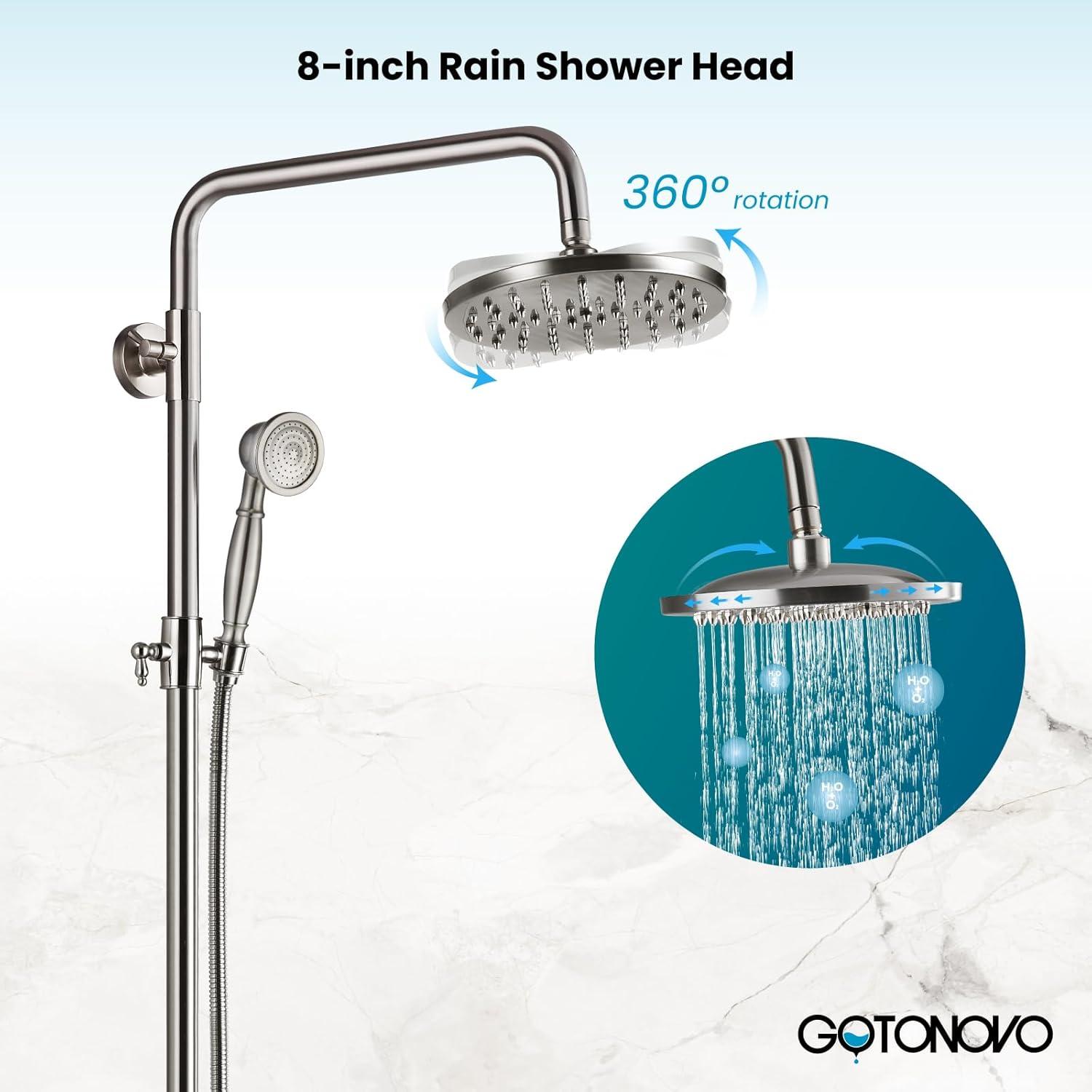 Brushed Nickel Wall Mounted Rainfall Shower Set with Handheld