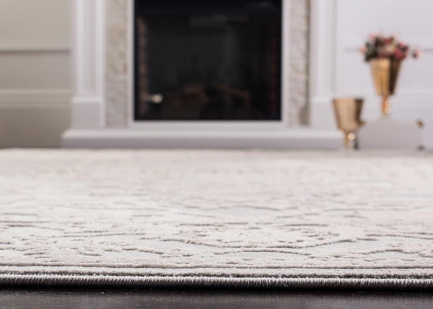 Reflection RFT665 Power Loomed Area Rug - Light Grey/Cream - 3'x3' - Safavieh.