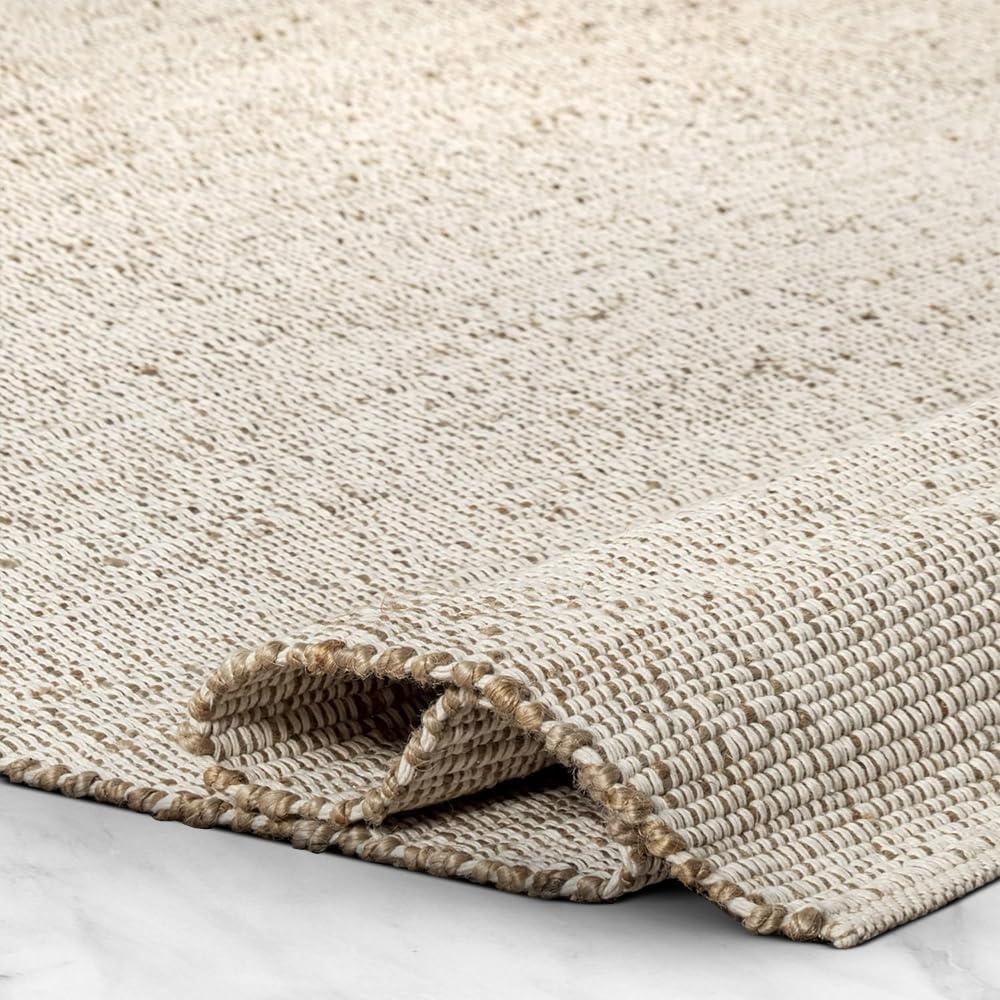 Nuloom 9x12 Elfriede Jute & Cotton Hand Woven Indoor Area Rug, Natural, Solid Rustic Farmhouse Style Natural Fiber Bedroom, Living Room,