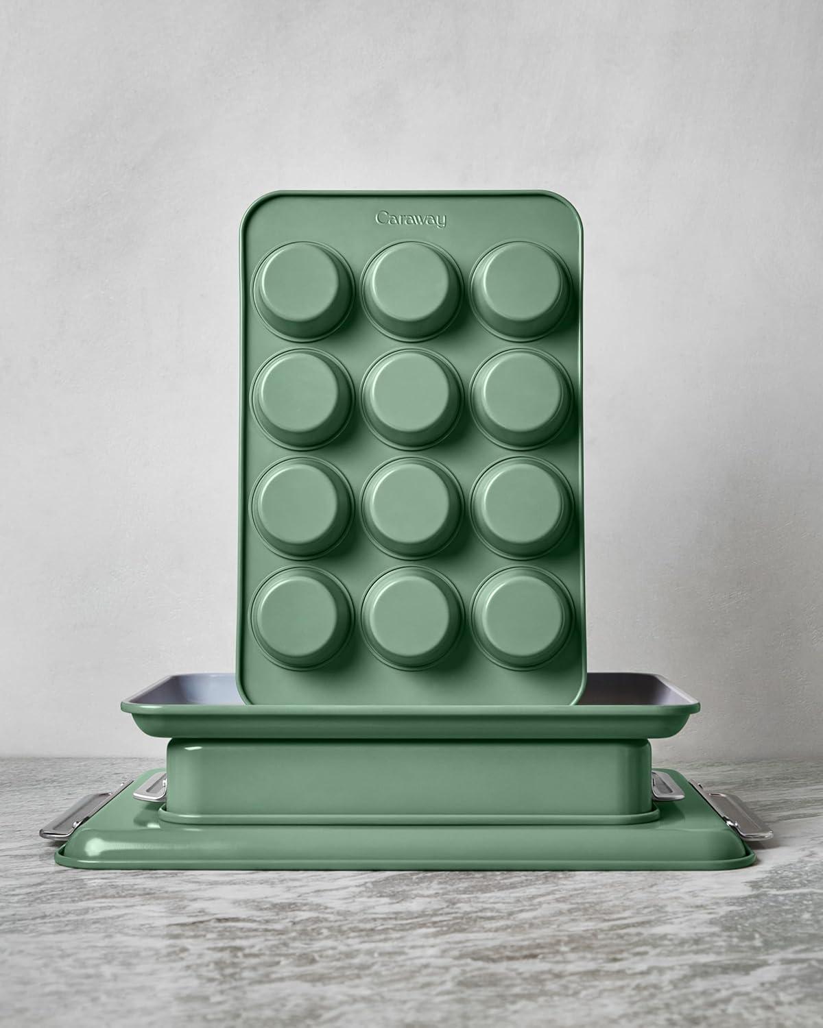 Caraway Non-Stick Ceramic Half Bakeware Set Slate: Baking Sheet, Muffin Pan, Baking Pans, 5-Piece Set, Hand Wash