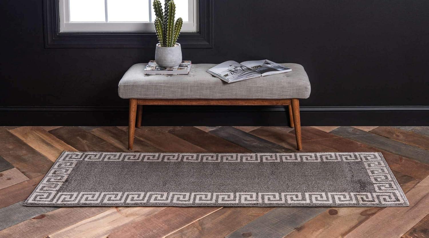 Modern Athens Geometric Gray 2' x 6' Indoor Runner Rug