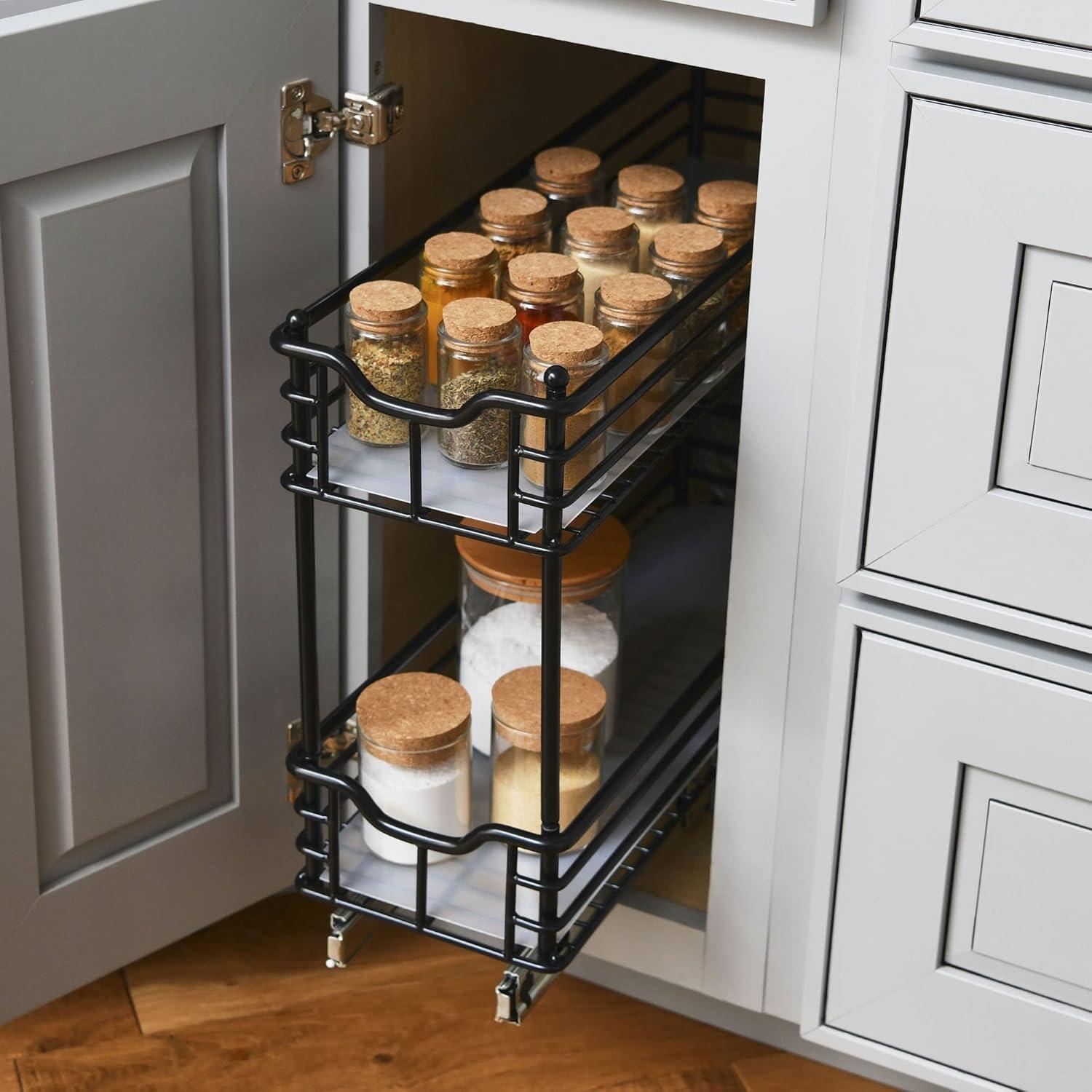 Glidez Multipurpose Steel Pull-Out/Slide-Out Storage Organizer with Plastic Liners for Under Cabinet Use, Fits Standard Size Cabinet or Shelf