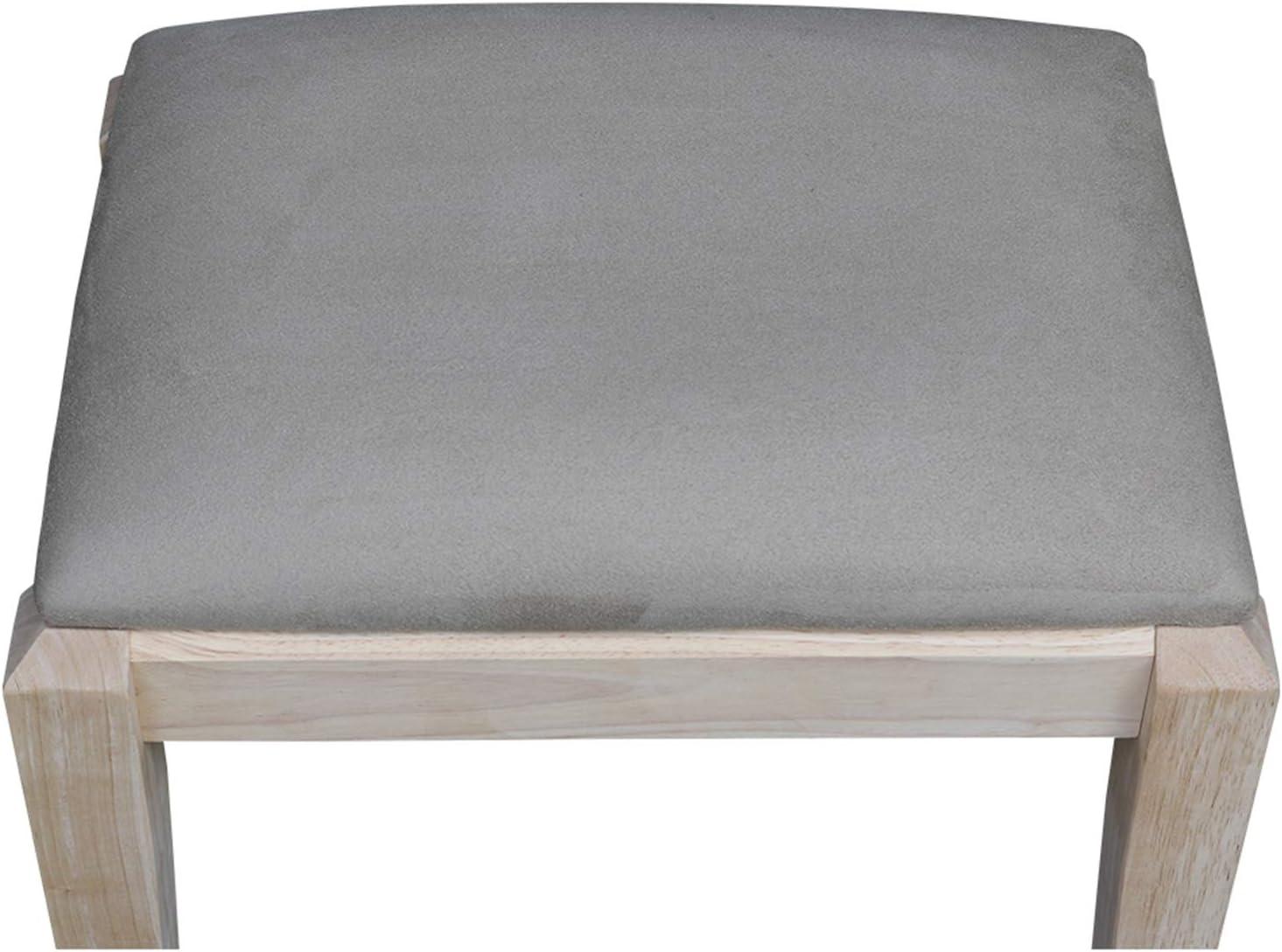 Eco-Friendly Unfinished Parawood Vanity Bench with Microfiber Seat
