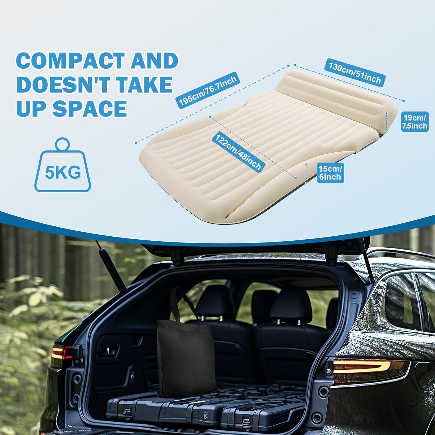 Car Bed with The Most Complete Sleeping Accessories|Leakproof Comfortable Durable Car Mattress|Built-in Pillow with Pump Air Mattress|for SUV Minivan Mpv Road Trip Inflatable Bed