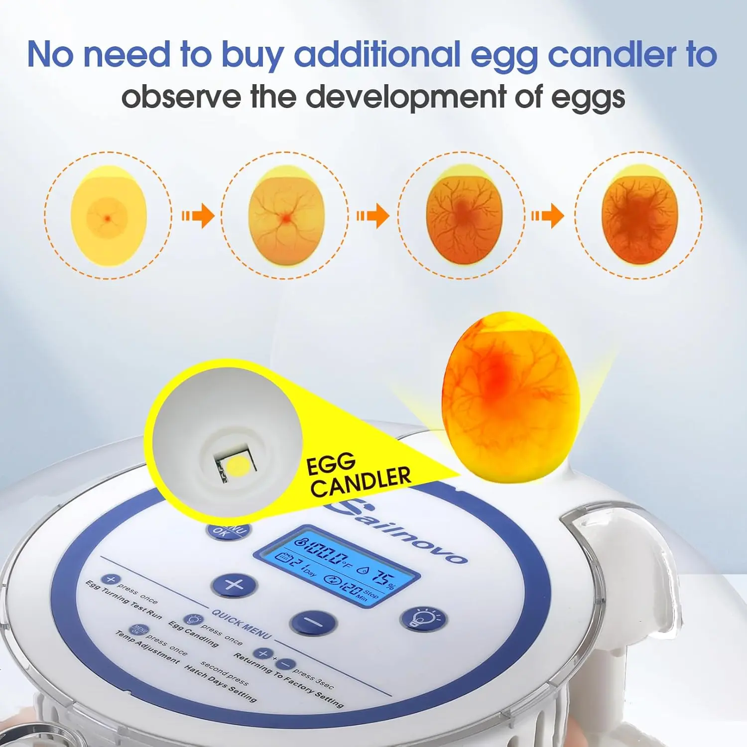 Adnoom 18 Egg Incubator for Chicken,Incubators for Hatching Eggs with Automatic Egg Turning and Humidity Control, Egg Candler, 360° View Window for Farm Hatching