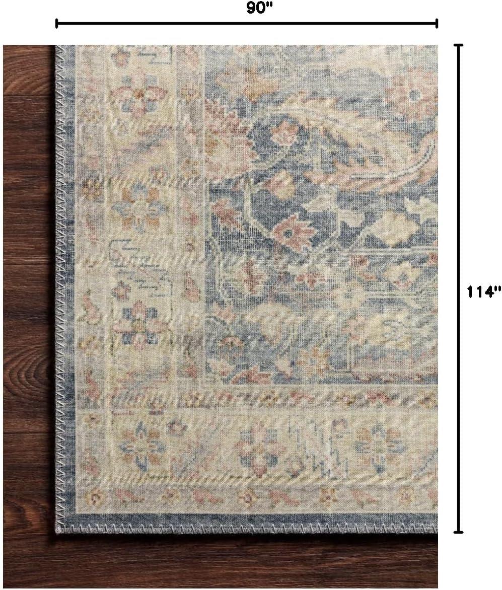 7'6"x9'6" Hathaway Rug Denim Blue - Loloi Rugs: Mid-Century Modern Medallion, Indoor, Flat Pile, Polyester