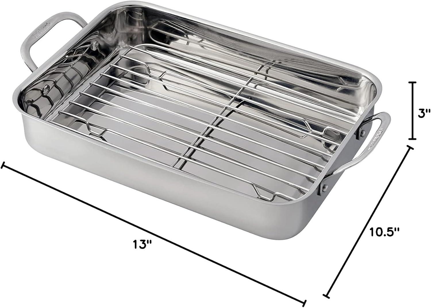 Cuisinart Chef's Classic 14" Stainless Steel Lasagna Pan & Stainless Roasting Rack: Dishwasher-Safe, Riveted Handle
