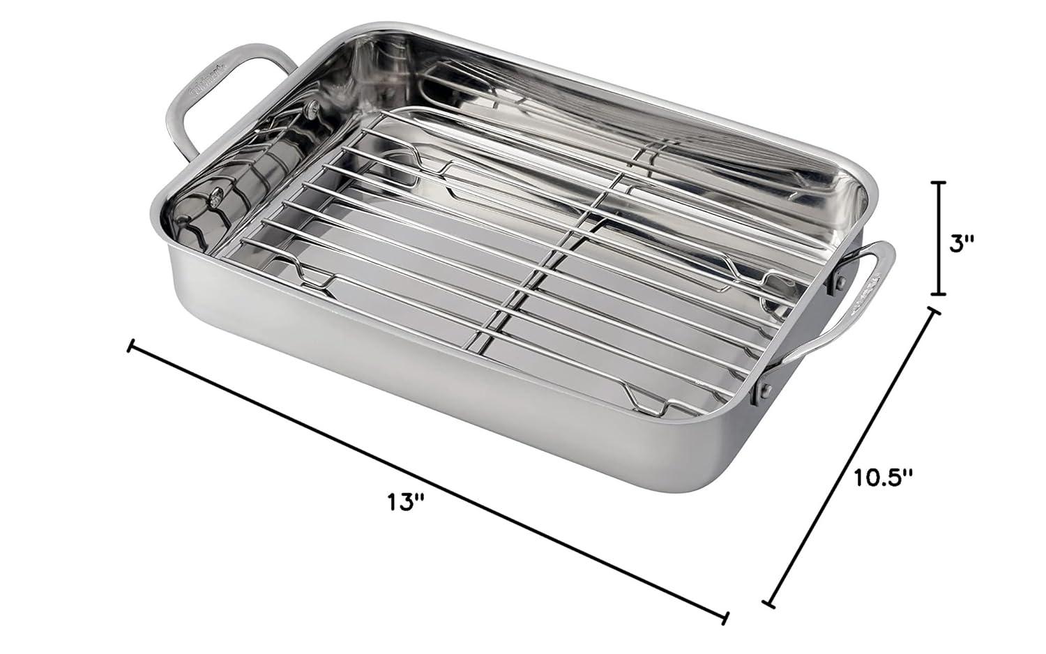 Cuisinart Chef's Classic 14" Stainless Steel Lasagna Pan & Stainless Roasting Rack: Dishwasher-Safe, Riveted Handle