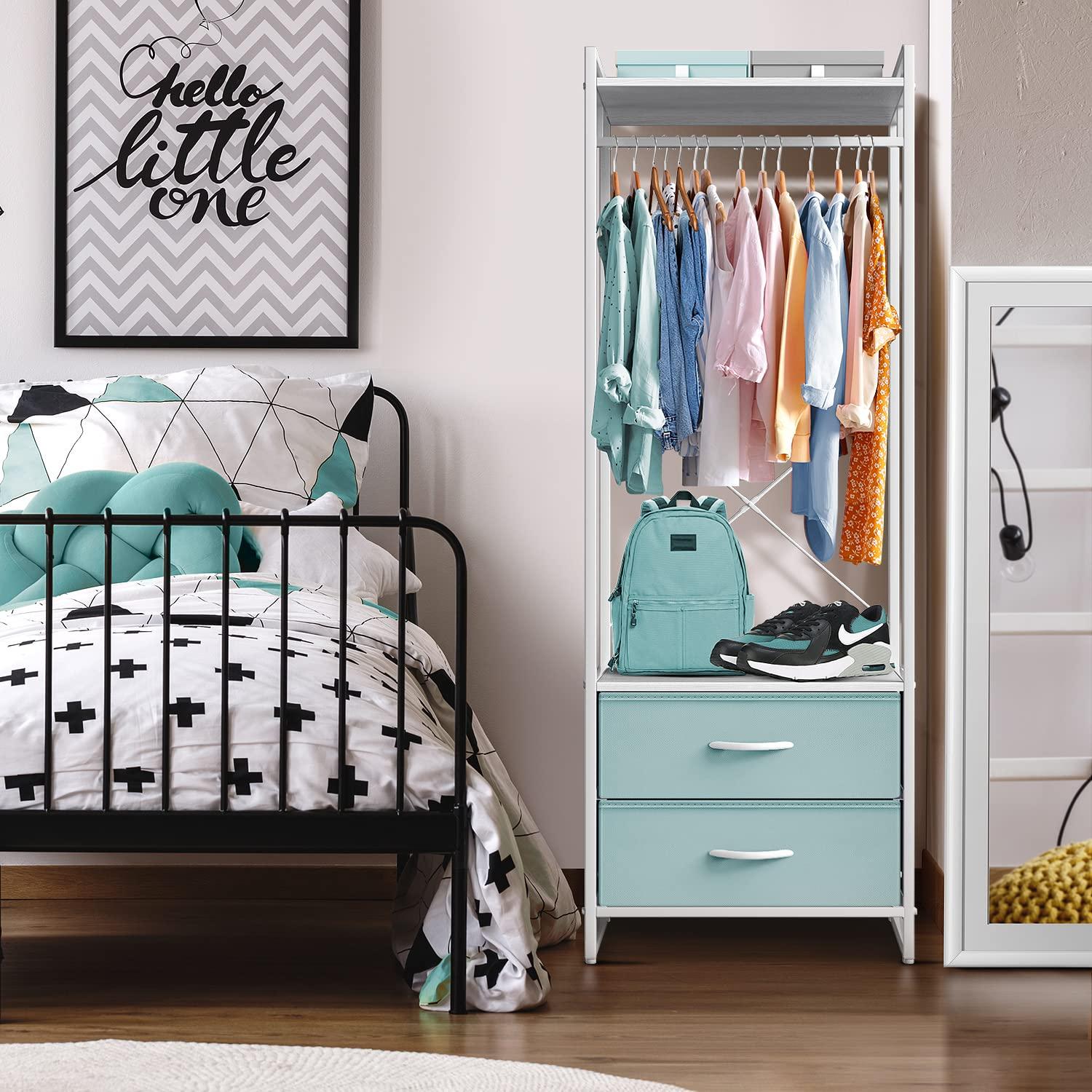 Sorbus Sorbus 2 Drawer Clothing Rack with Wood Top and Steel Frame