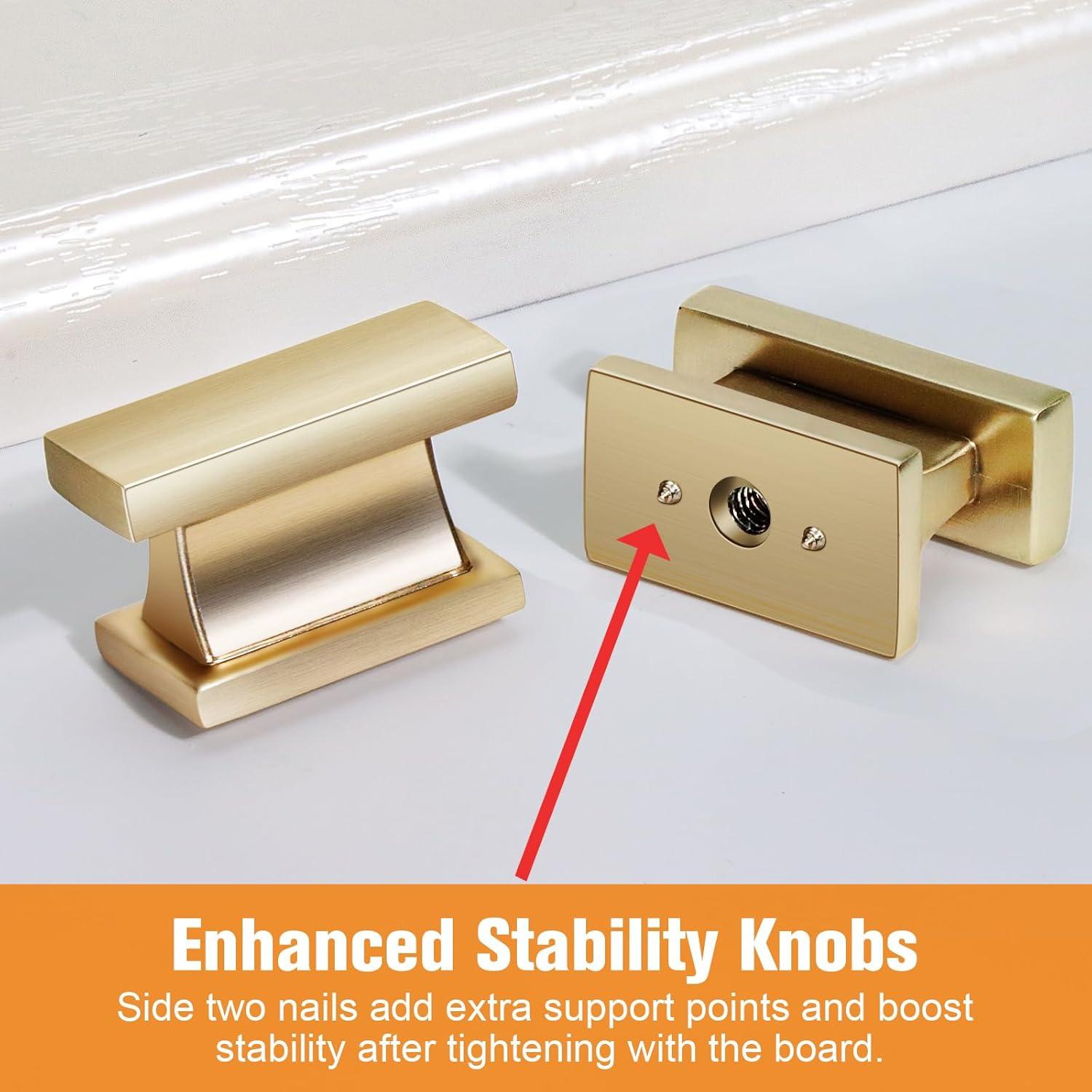 20 Pack Square Brushed Brass Gold Cabinet Knobs,Single Hole Cabinet Handles Gold Knobs for Cabinets and Drawers Cupboard Closet Bathroom Dresser Hardware,Solid Zinc Alloy