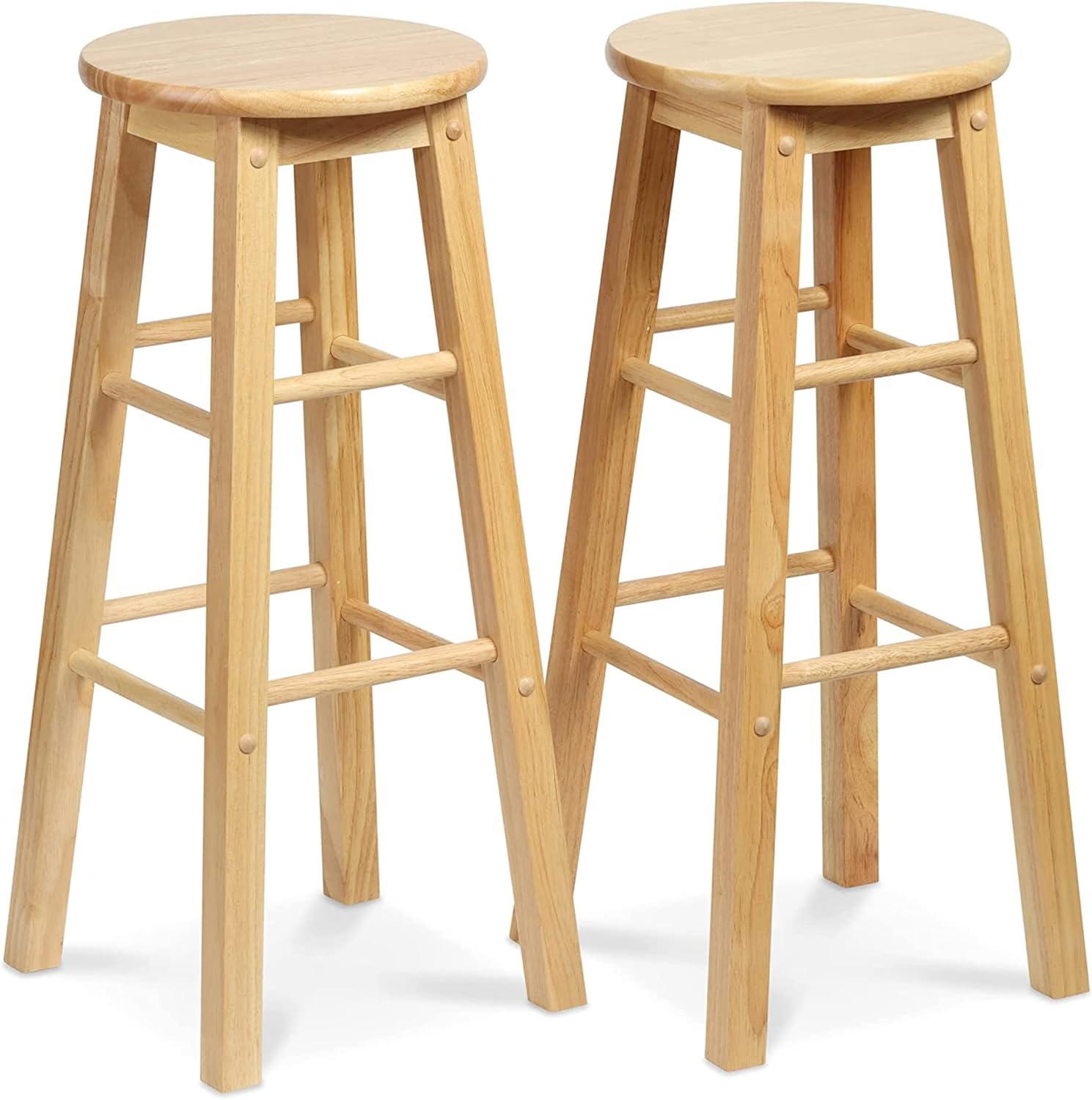 PJ Wood Classic Round-Seat 29 Inch Tall Kitchen Bar Stools