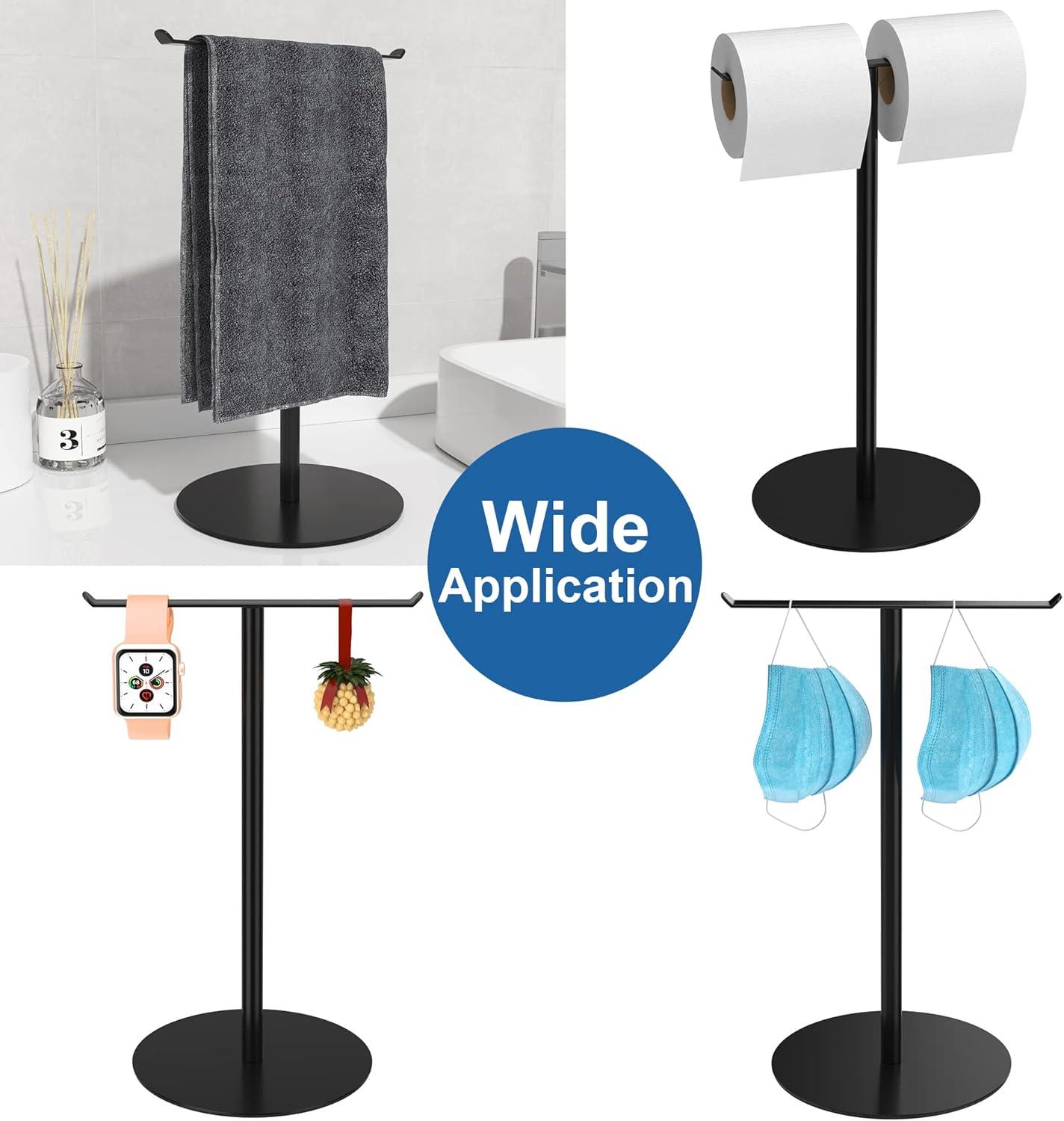 Hand Towel Holder For Bathroom, T-Shape Towel Rack Free-Standing, Highweight Base Bathroom Towel Rack, Stainless Steel Hand Towel Stand, Bathroom Organizer Countertop