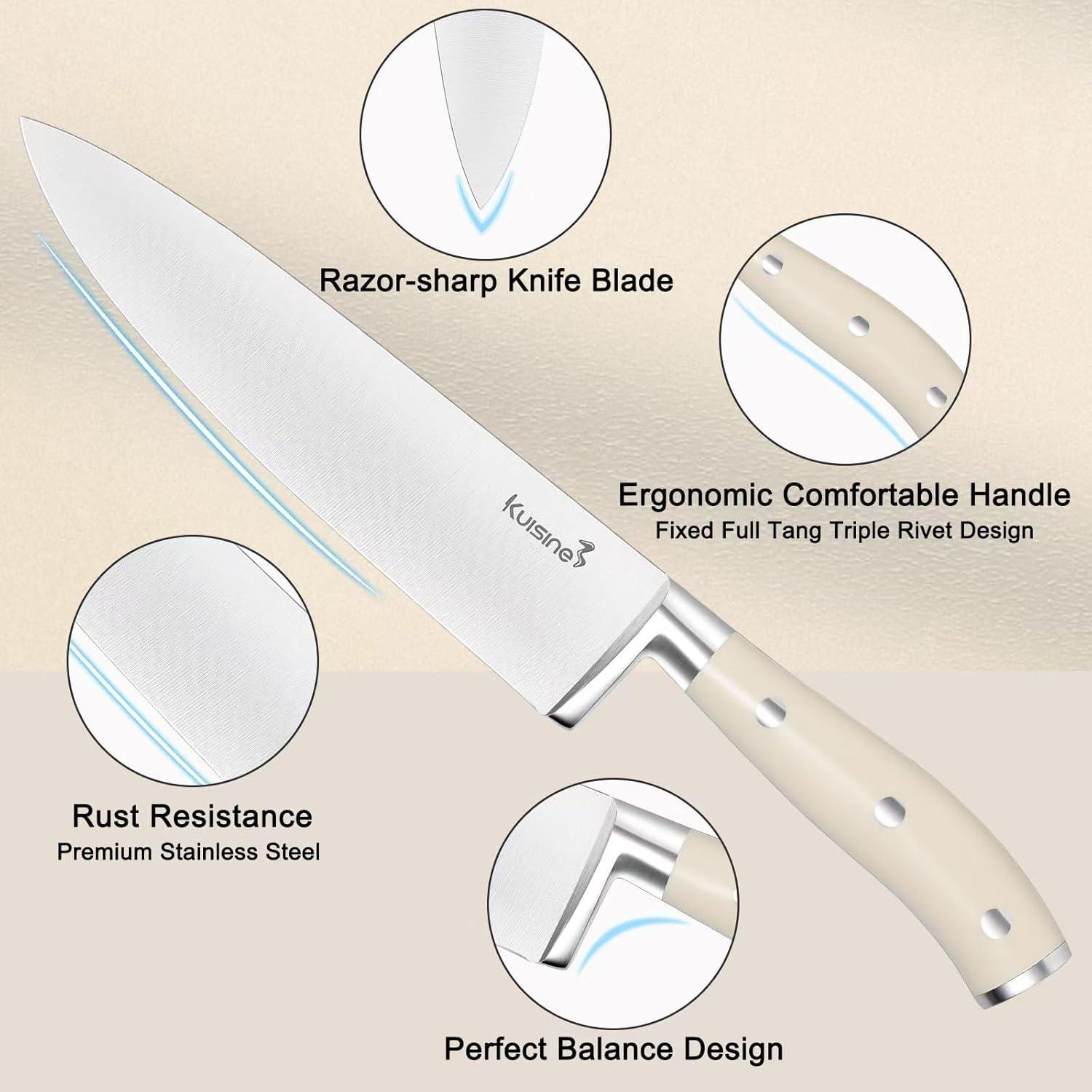 kuisine Kuisine 15-Piece Kitchen Knife Block Set Premium Stainless Steel