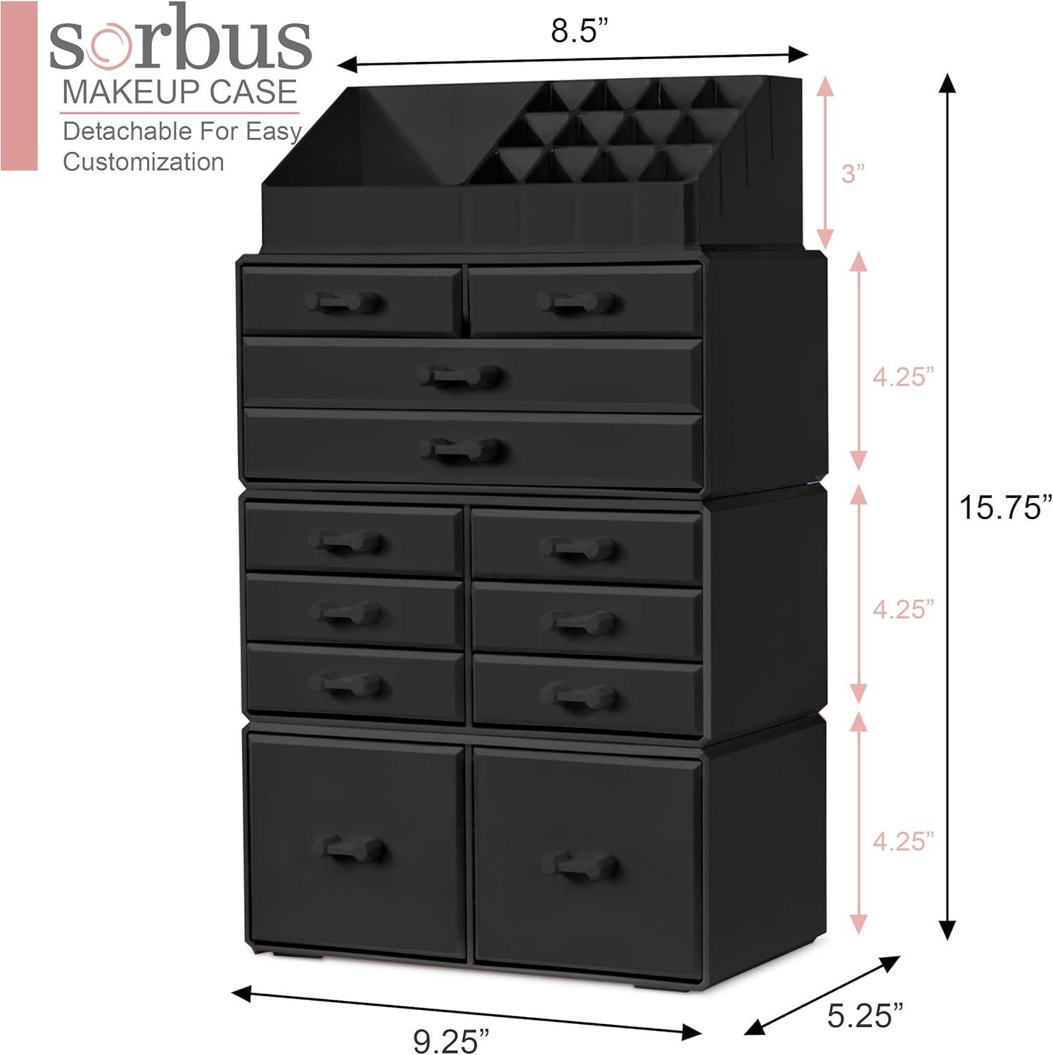 Sorbus Makeup Organizer with Lipstick, Brush Holders, Large 12 Drawers