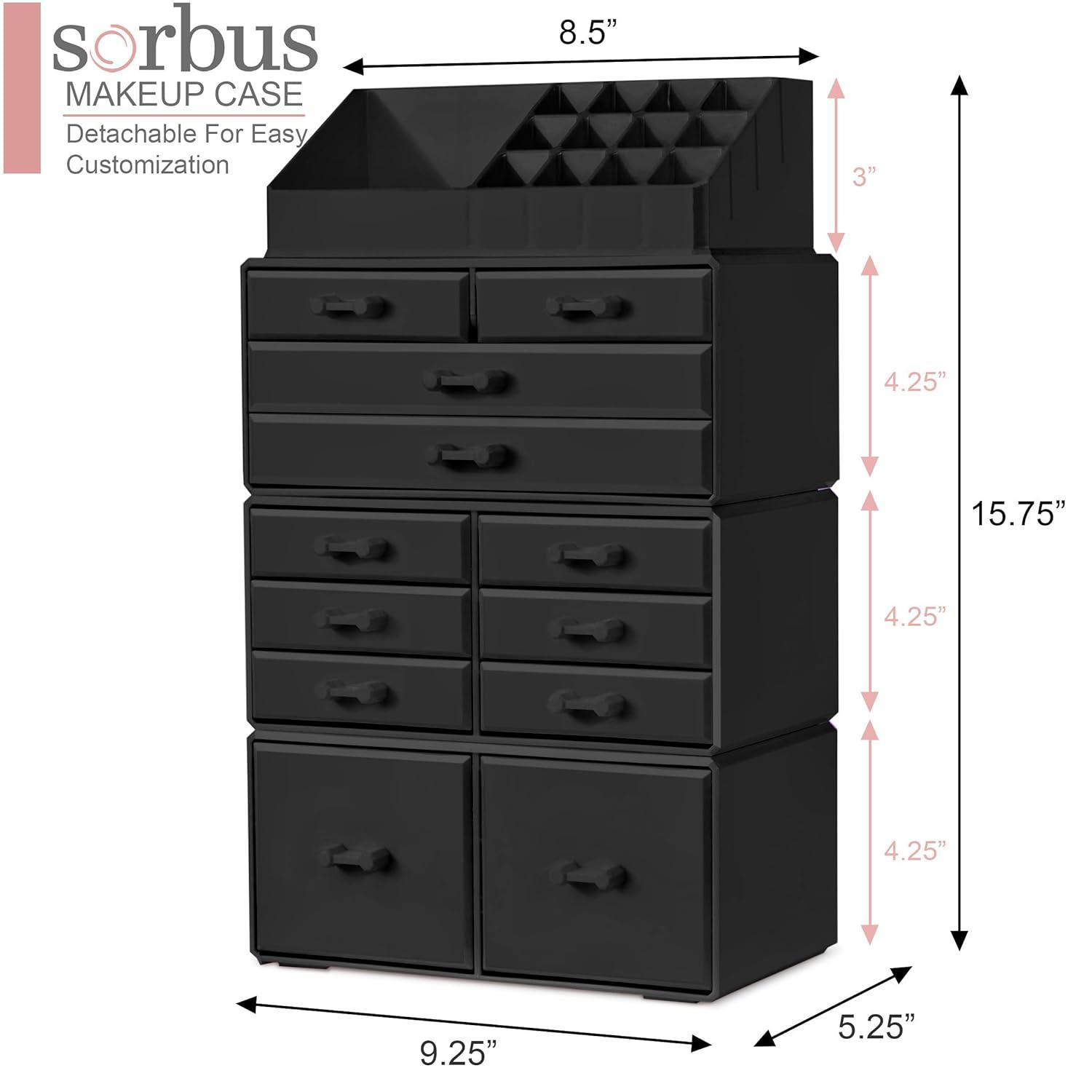 Sorbus Makeup Organizer with Lipstick, Brush Holders, Large 12 Drawers