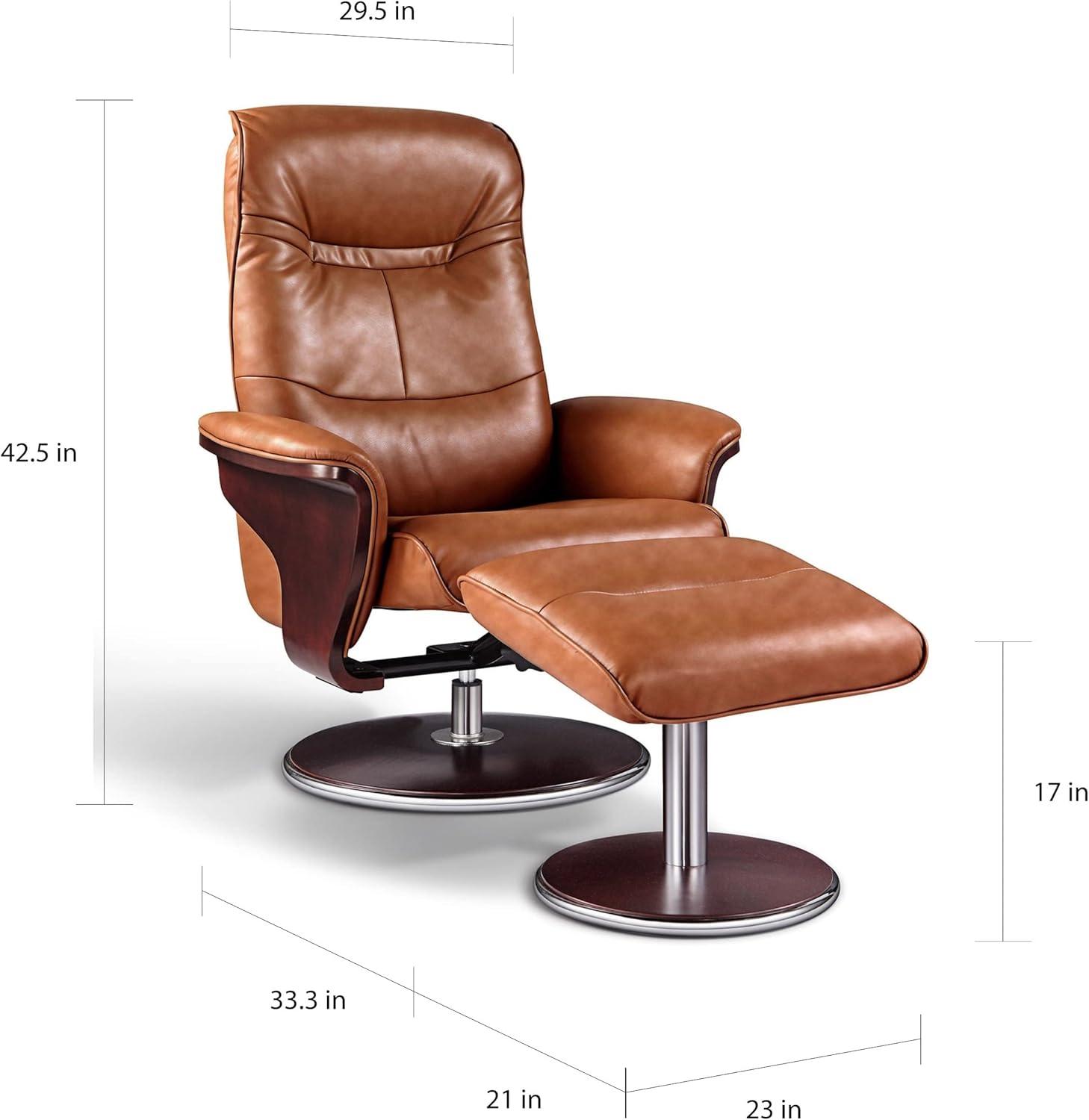 Artiva USA  'Milano' Modern Brown Leather Swivel Recliner and Ottoman