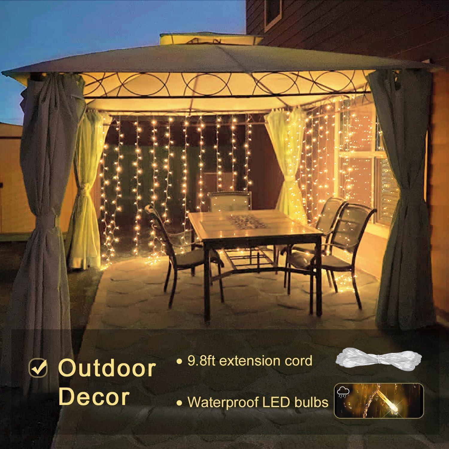 Warm White and Multicolor 300 LED Curtain Fairy Lights