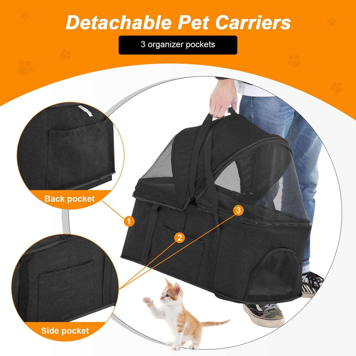 Foldable Pet Stroller with Detachable Carrier