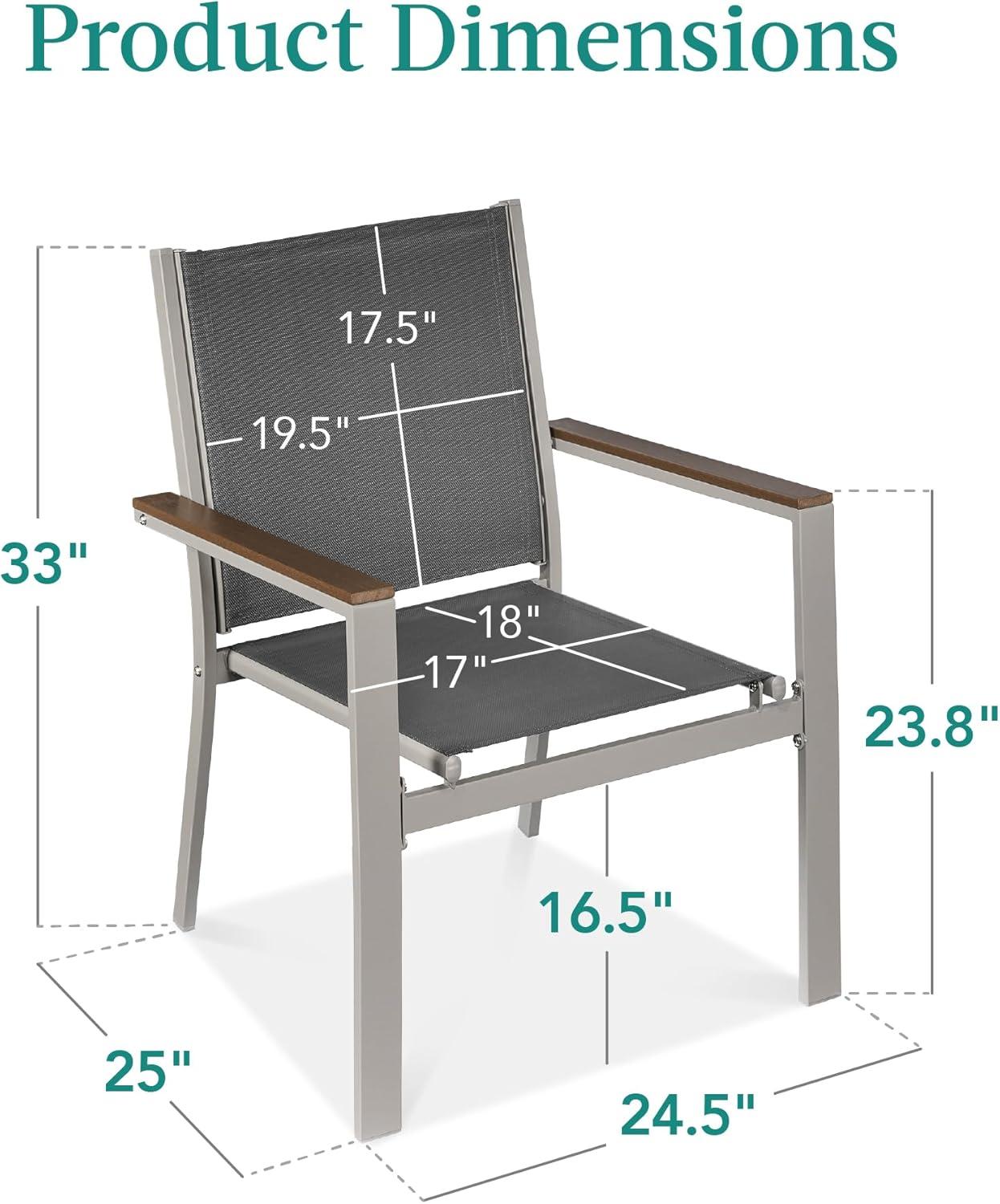 Best Choice Products Set of 2 Textilene Chairs, Conversation Dining Accent Furniture w/ Armrests