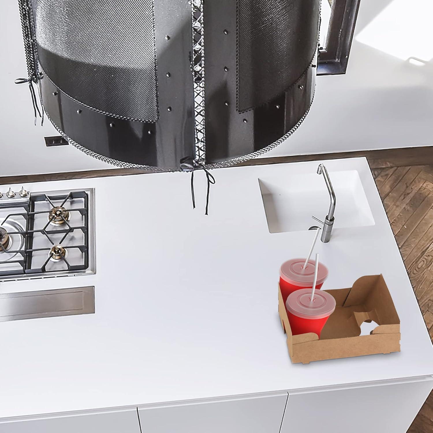 MT Products Brown Paperboard Food and Drink Tray - Pop-Up J-Type Rectangular - Pack of 25