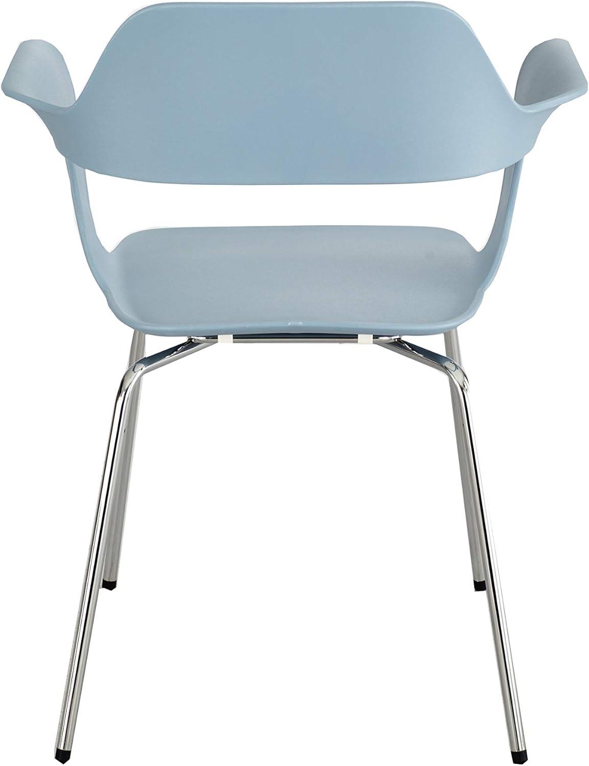 Bandi Shell Mid-Century Blue Stack Chair with Steel Frame