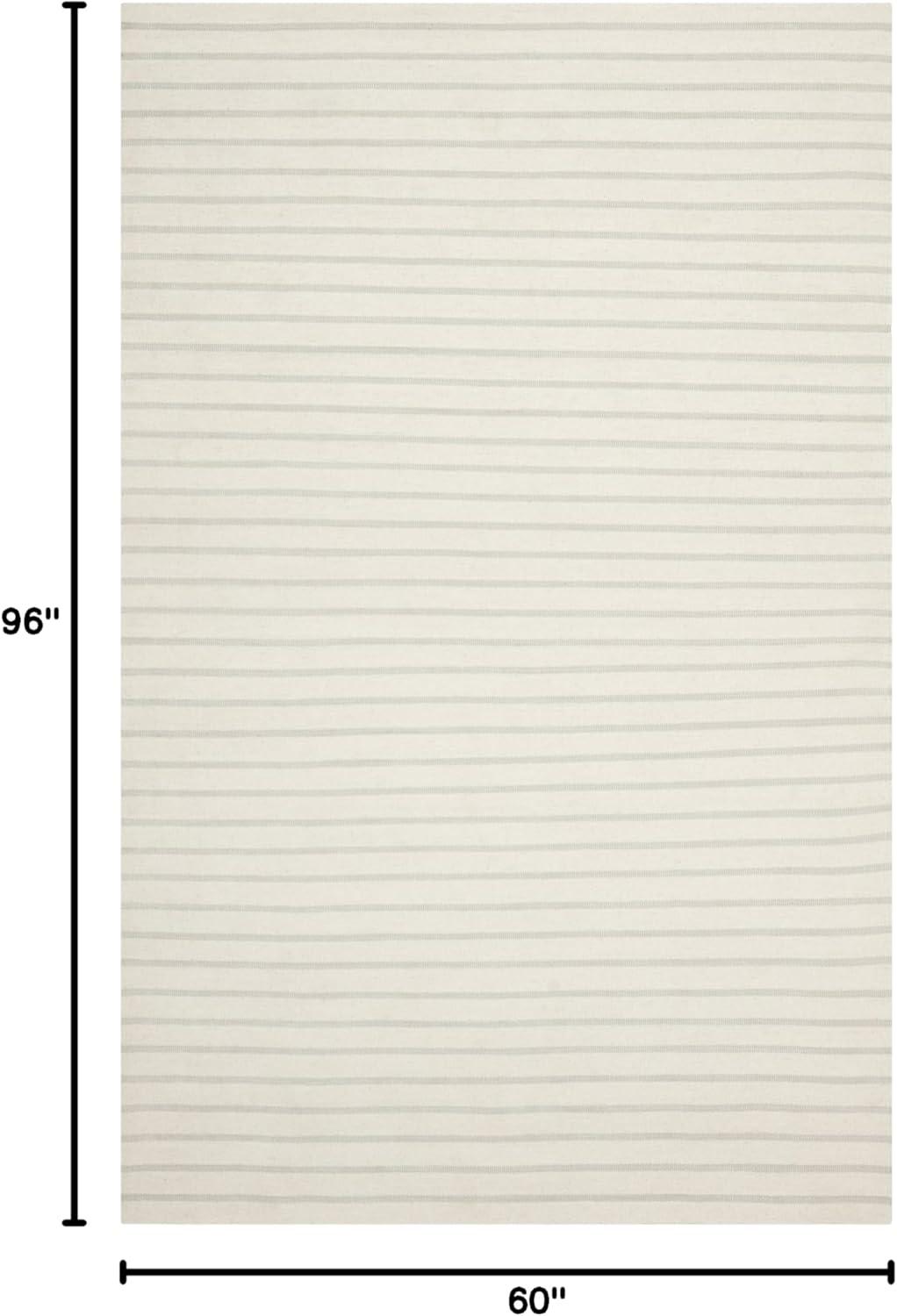Dhurries DHU313 Hand Woven Flat Weave Indoor Area Rug - White - 5'x8' - Safavieh
