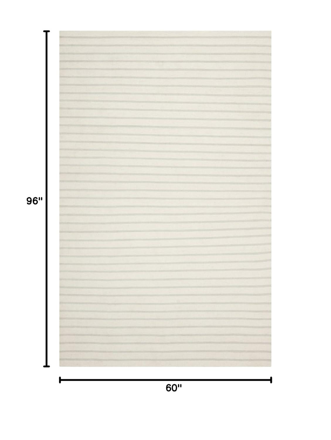 Dhurries DHU313 Hand Woven Flat Weave Indoor Area Rug - White - 5'x8' - Safavieh