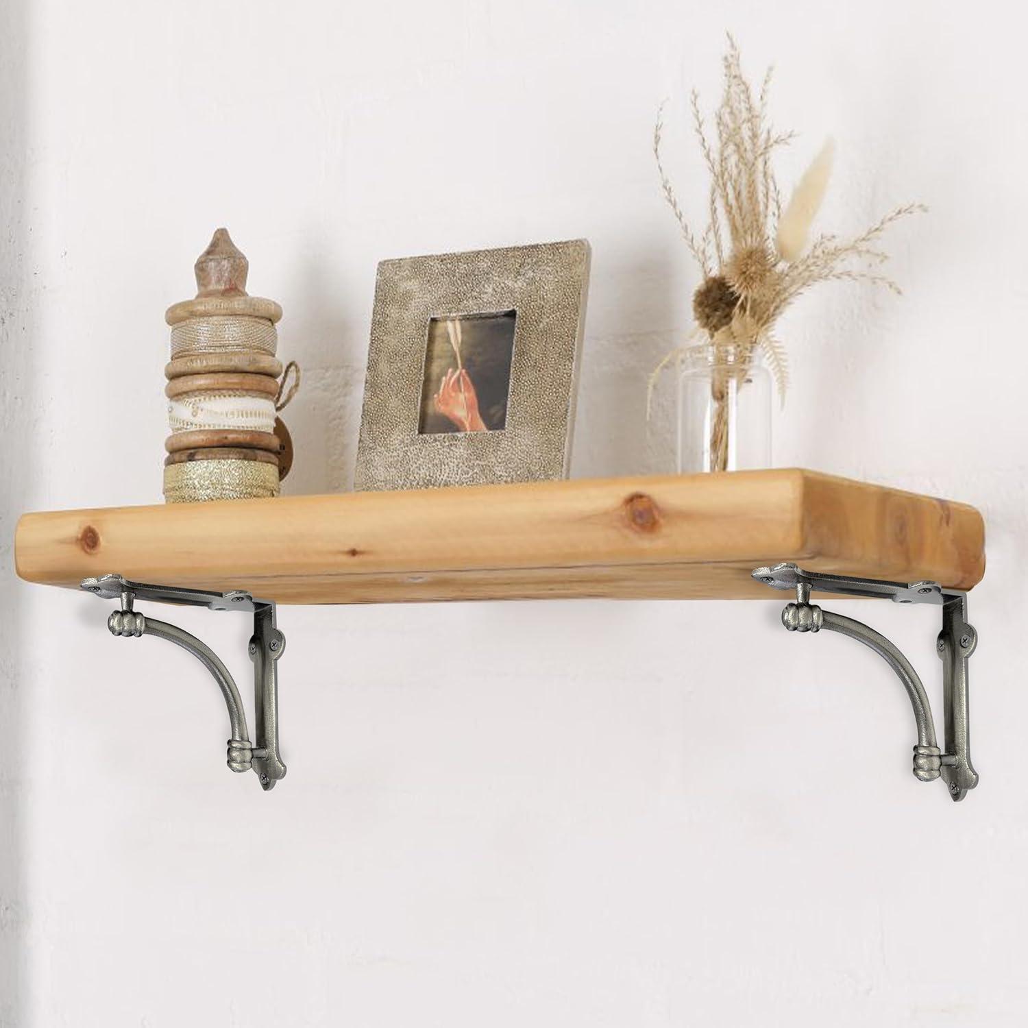 NACH Decorative Shelf Brackets, 4 Pack of 5.25 x 1.25 x 5.25 inch Antique Metal Cast Iron Shelf Brackets - Decorative Brackets for Mounting - Industrial Style Brackets