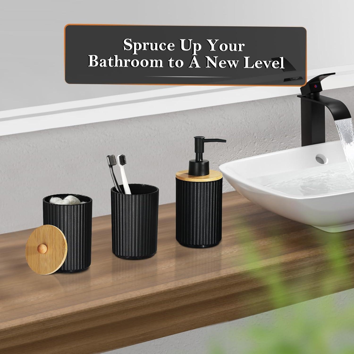 Home-Complete 6-Piece Complete Bathroom Accessories Set (Black)