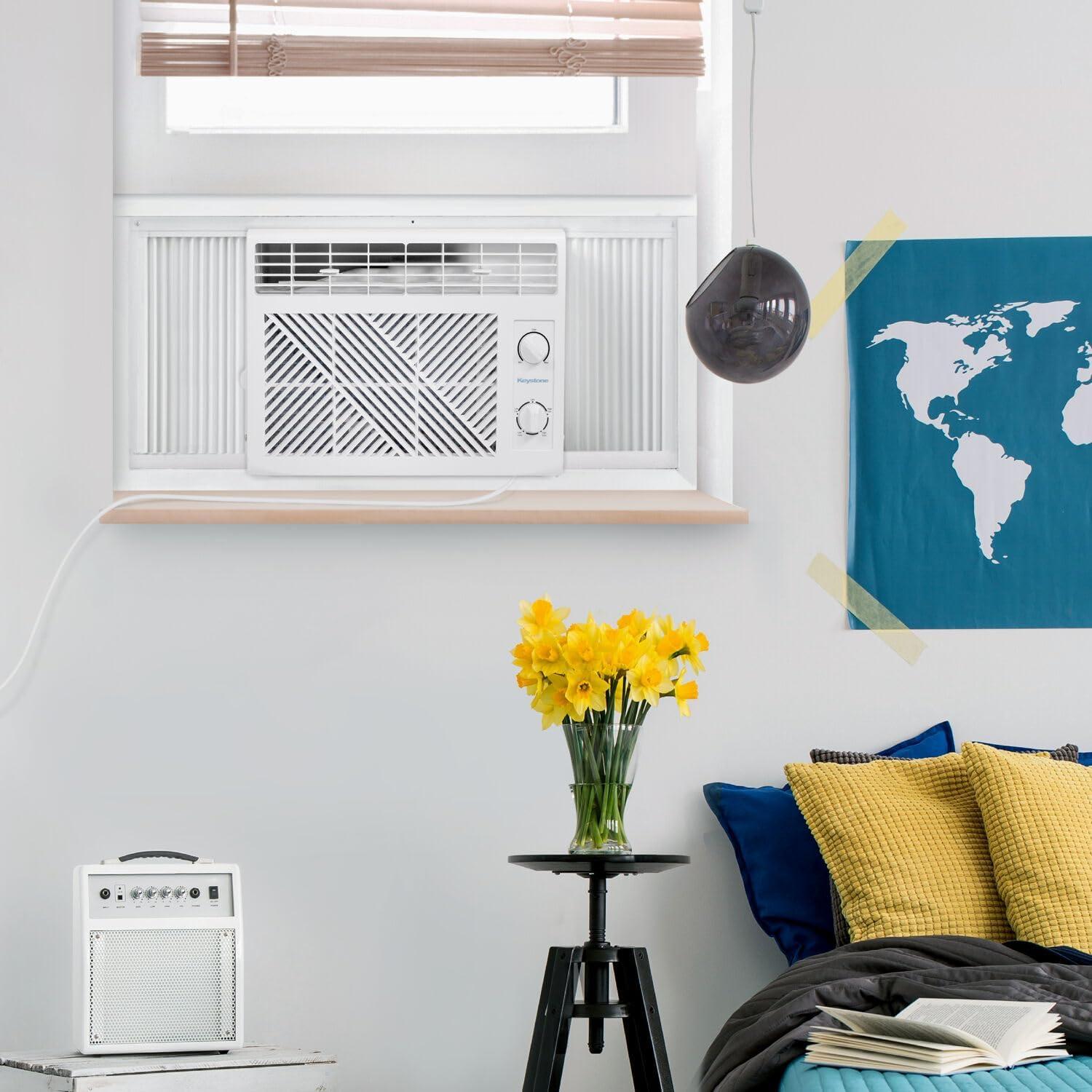 Keystone 5,050 BTU Window Mounted Air Conditioner for Rooms up to 150 Sq.Ft., White