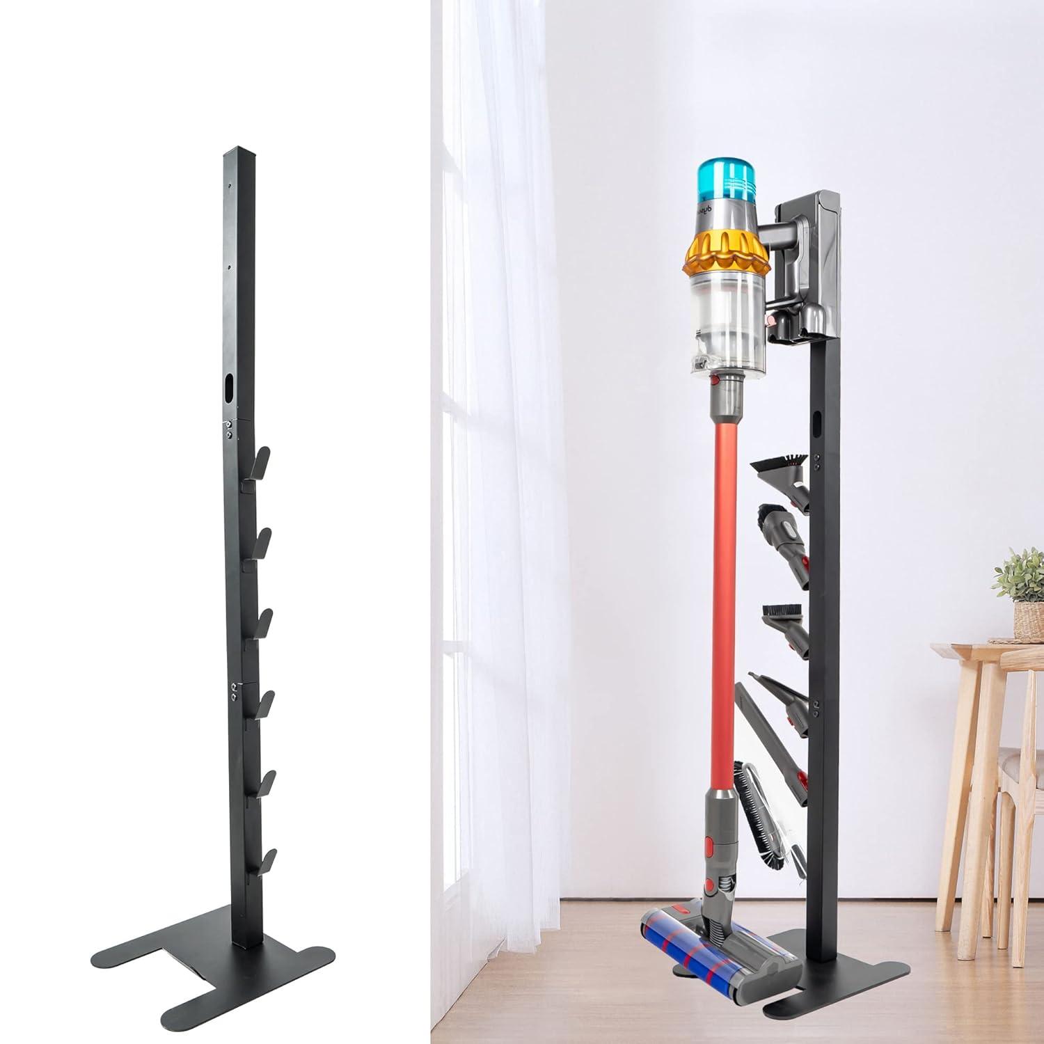 EZ SPARES Storage Stand Docking Station Holder,Compatible with Dyson V15 V11 V10 V8 V7 V6 Cordless Vacuum Cleaners Accessories,Stable Metal Bracket Organizer Rack(Black,6 Hooks)
