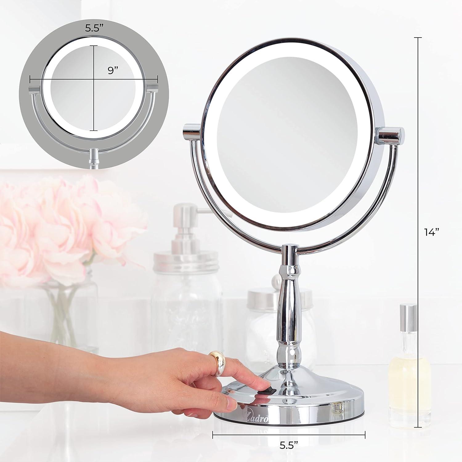 Zadro LED Lighted Makeup Mirrors for Women w/ Magnification & Cordless