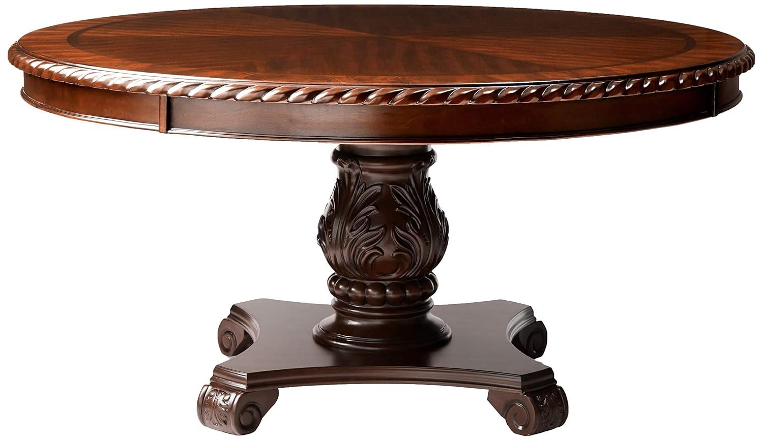 Furniture of America Ramsaran Wood Pedestal Dining Table in Brown Cherry