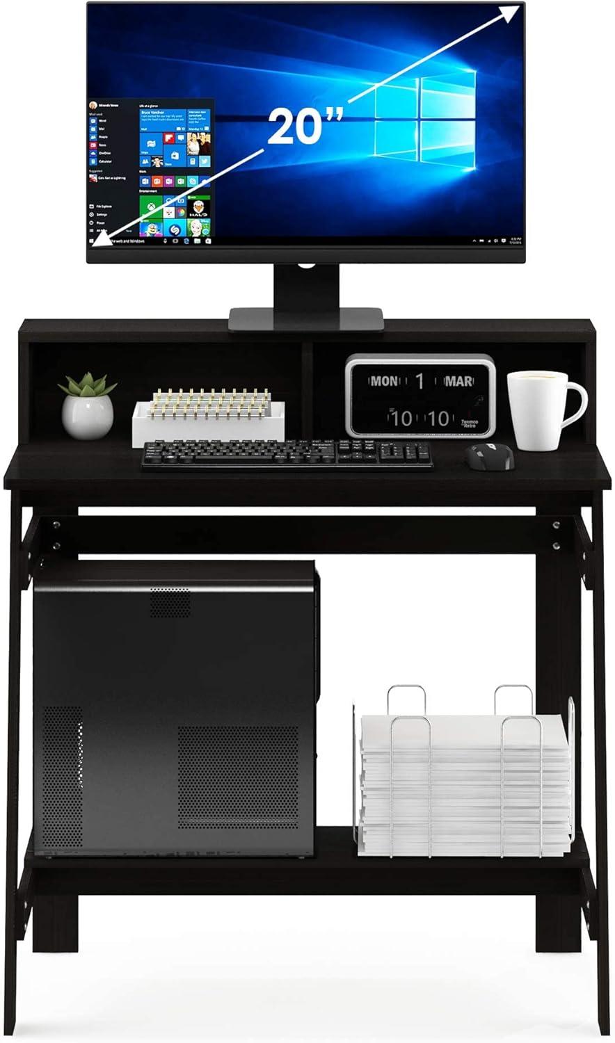 Espresso A-Frame Computer Desk with Hutch and Drawer