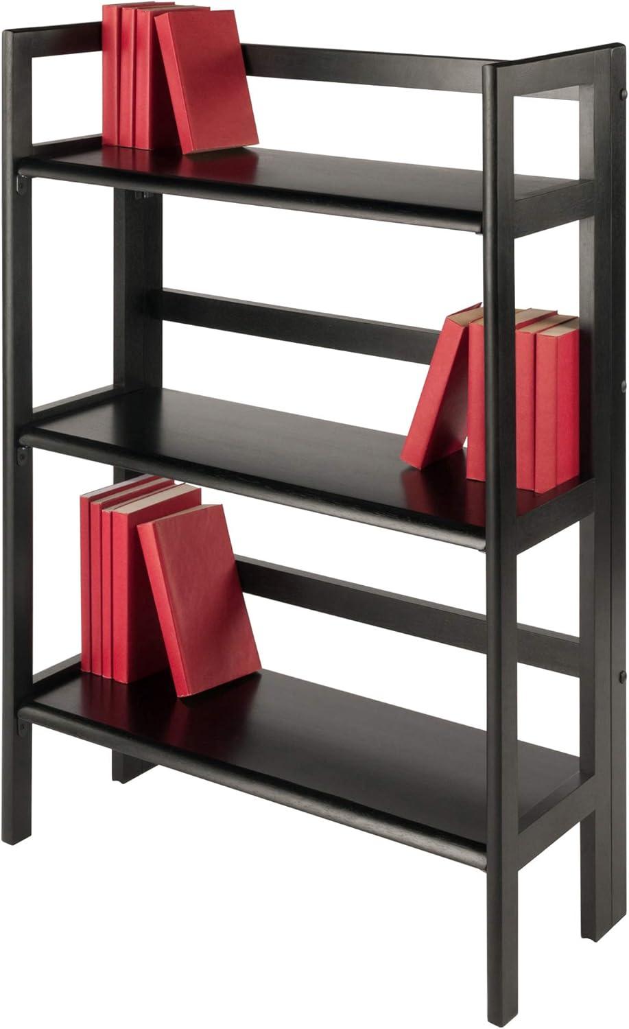 Black Beechwood Stackable 3-Tier Folding Shelf