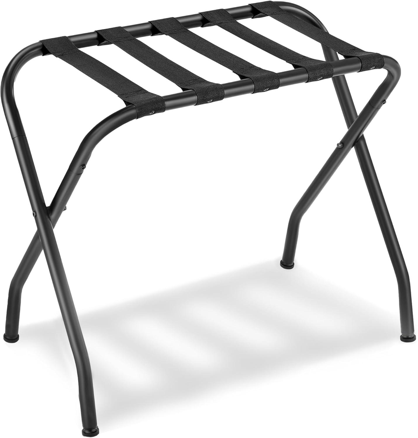 SONGMICS Luggage Racks for Guest Room Folding Suitcase Stand for Bedroom Steel Frame Luggage Stand Black