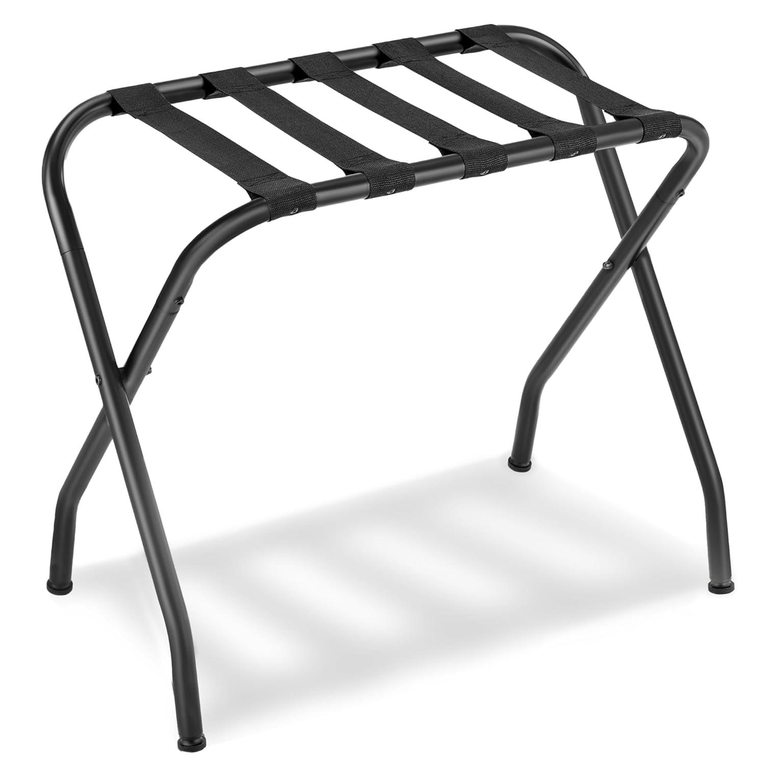 BINO Luggage Rack, Pack Of 2, Luggage Racks For Guest Room, Suitcase Stand, Steel Frame, Foldable, For Bedroom, Black