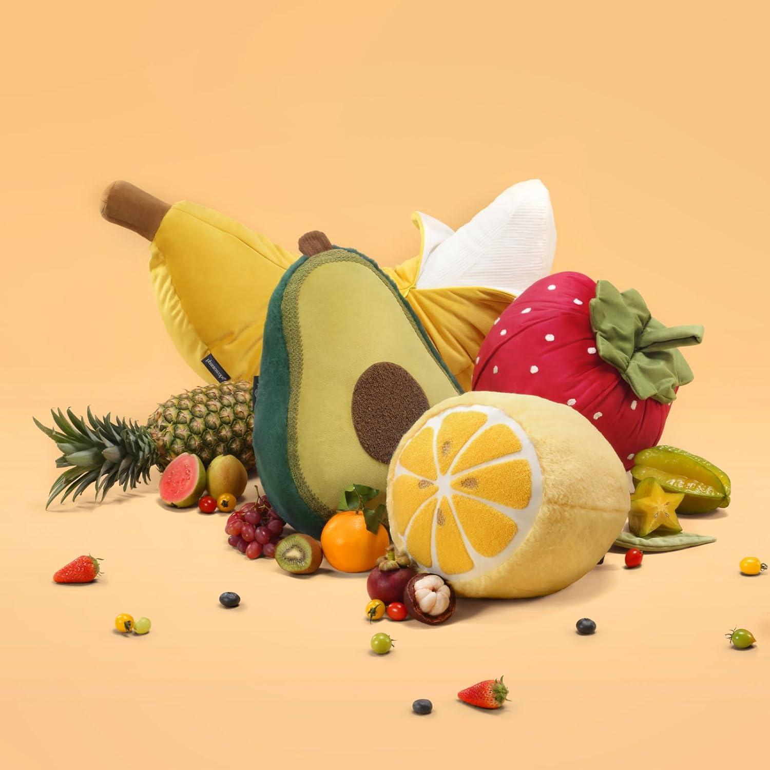 Phantoscope Fruit Shaped Pillows Series Lemon Shaped Throw Pillow, Fun Home Decor of Fruit Themed Shaped Cushions, Decorative Shaped Pillow for Couch Bed and Chair, Yellow, 10 x11.5 inches