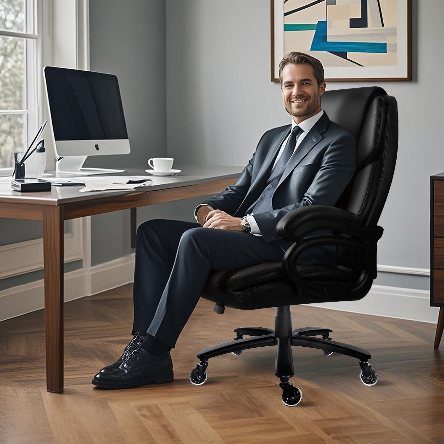 Waleaf Heavy Duty Big and Tall Office Chair 500lbs with Adjustable Lumbar Support,High Back Office Chair for Adults