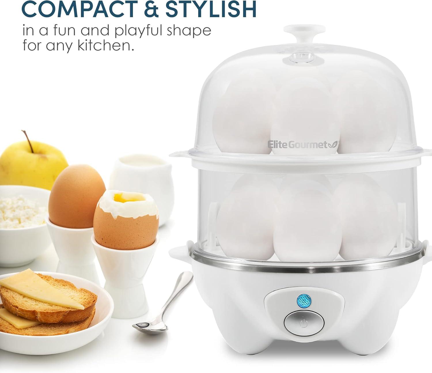 White 2-Tier Automatic Egg Cooker with Steamer