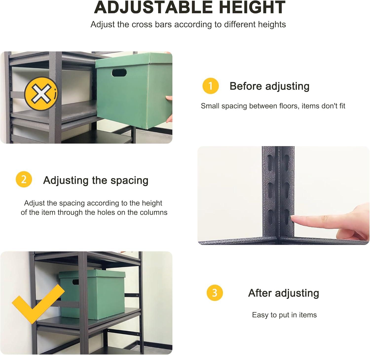 IVV 5-Tier Metal Shelving Unit, 47.2"L x 18"W x 78"H, Heavy Duty Adjustable Storage Rack, 2500 lbs Load Capacity (Total), for Garage, Basement, Warehouse, Workshop