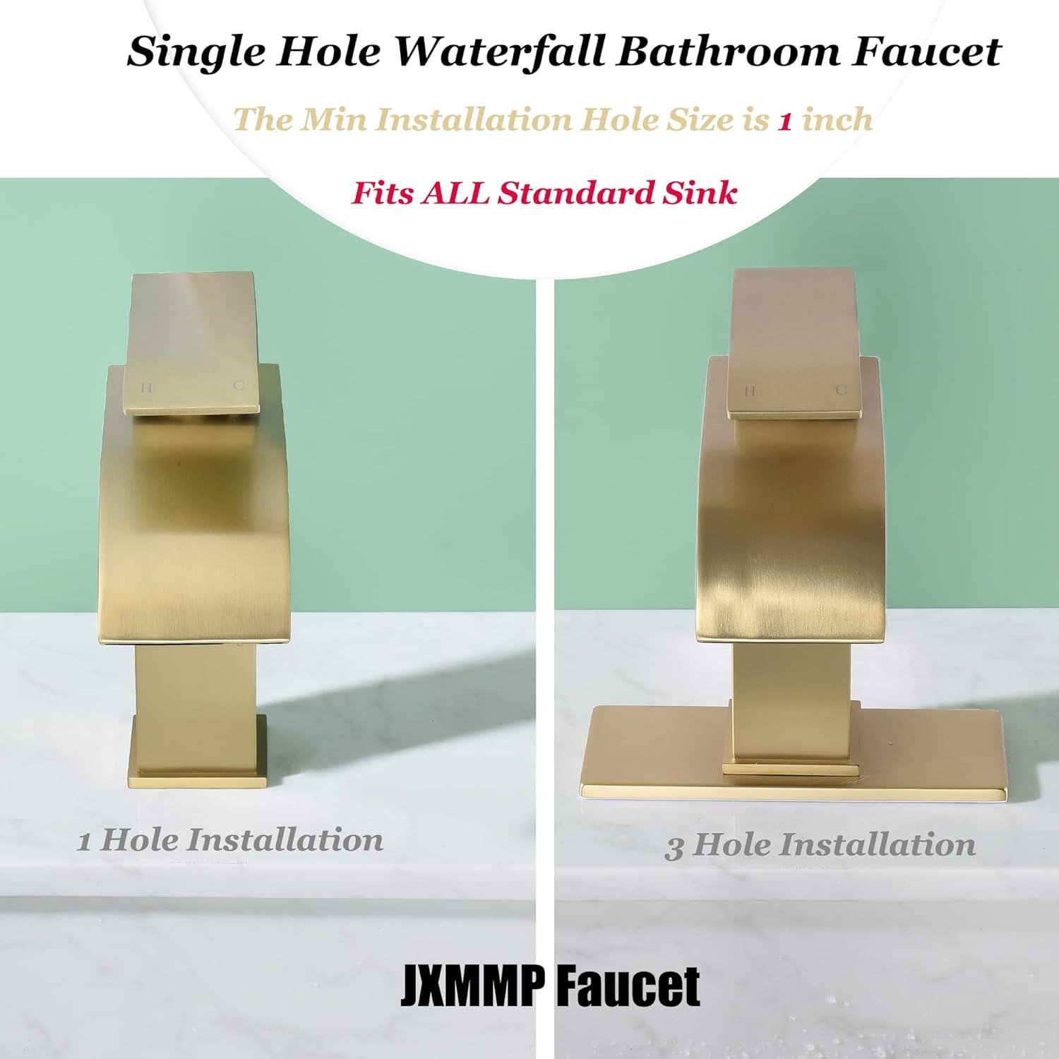 Brushed Gold Stainless Steel Single Handle Waterfall Faucet