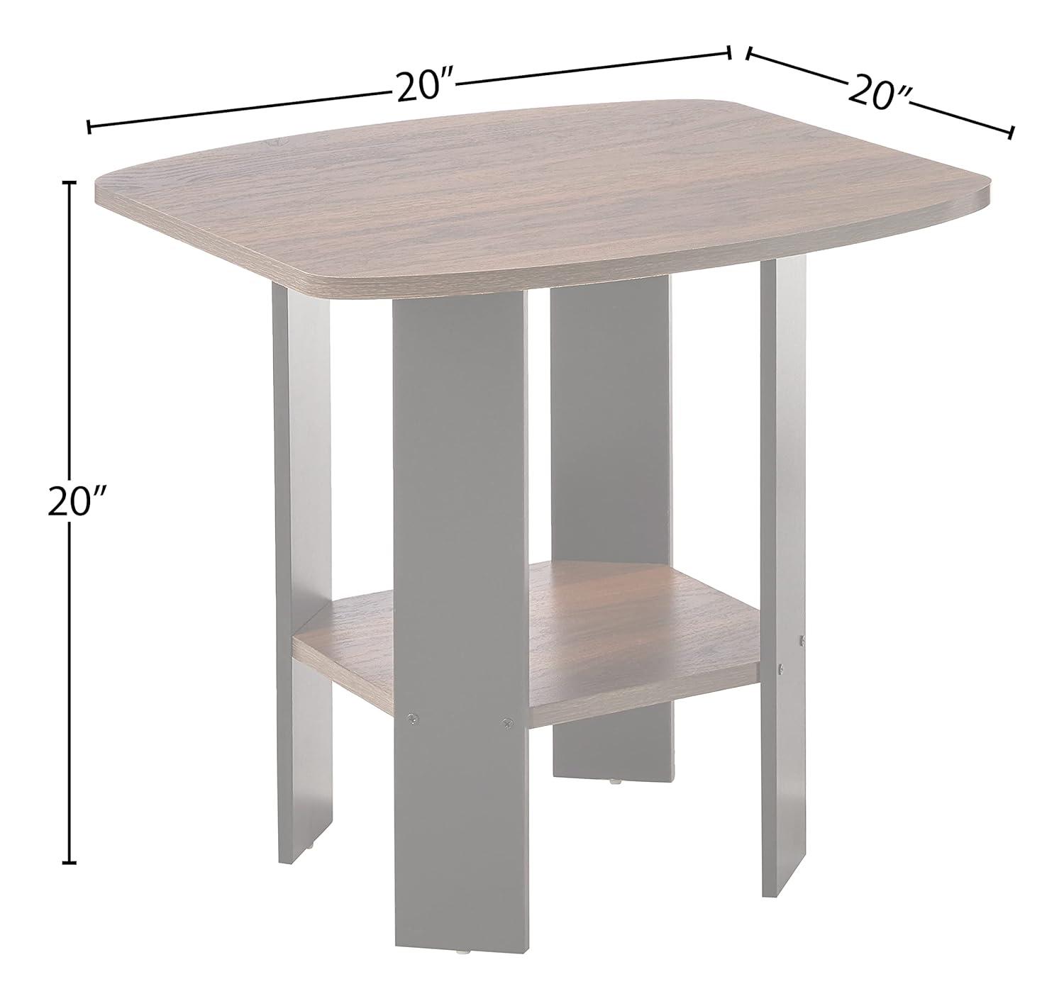 Columbia Walnut and Black Rectangular Wood End Tables, Set of 2