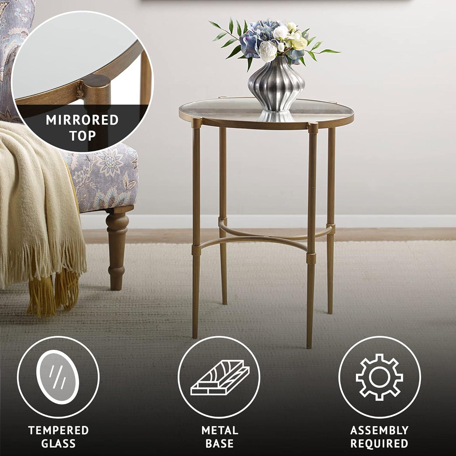 Martha Stewart Martha Stewart Lia Mirrored Top Oval Accent Table