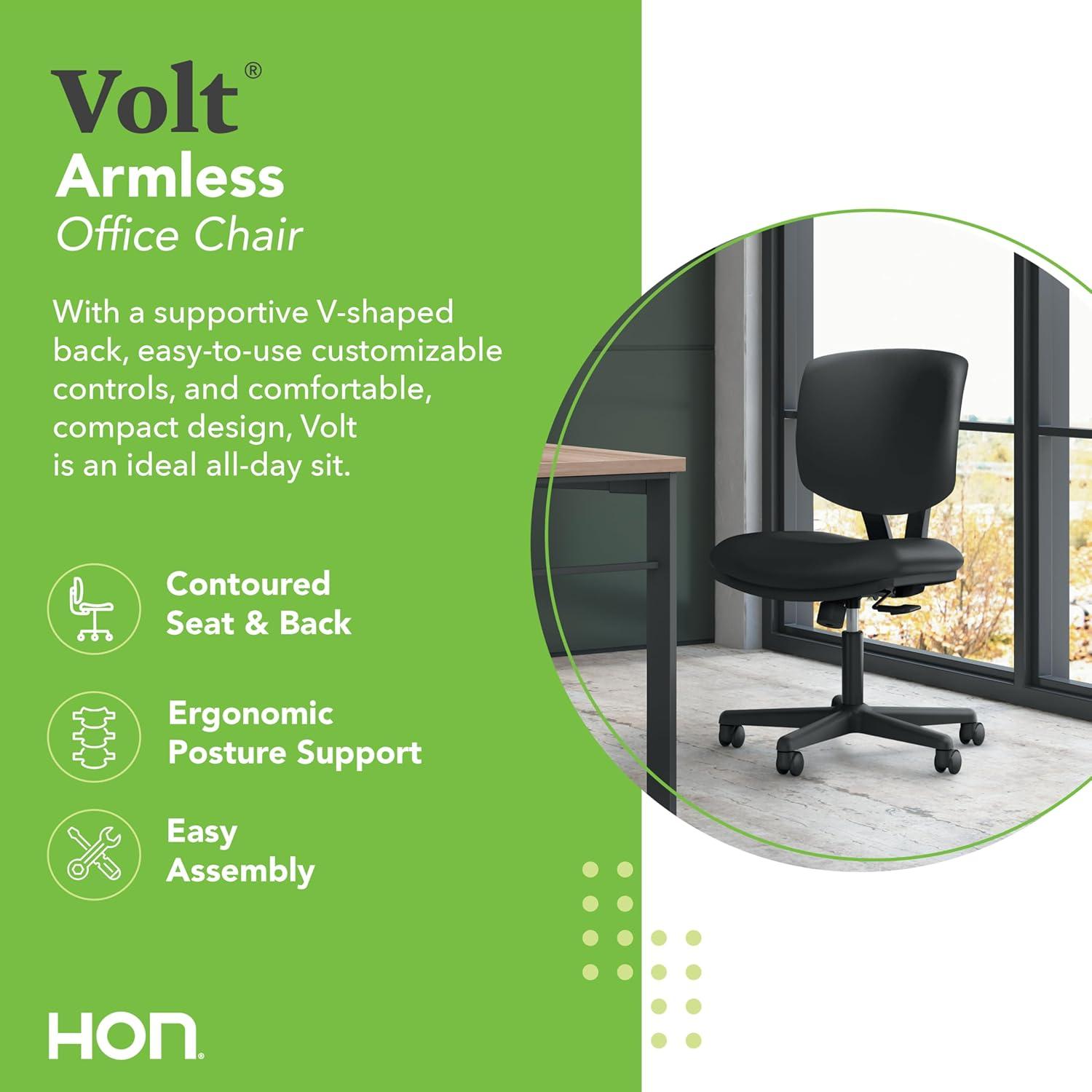 Volt Series Leather Task Chair Supports up to 250 lbs., Black Seat/Black Back, Black Base