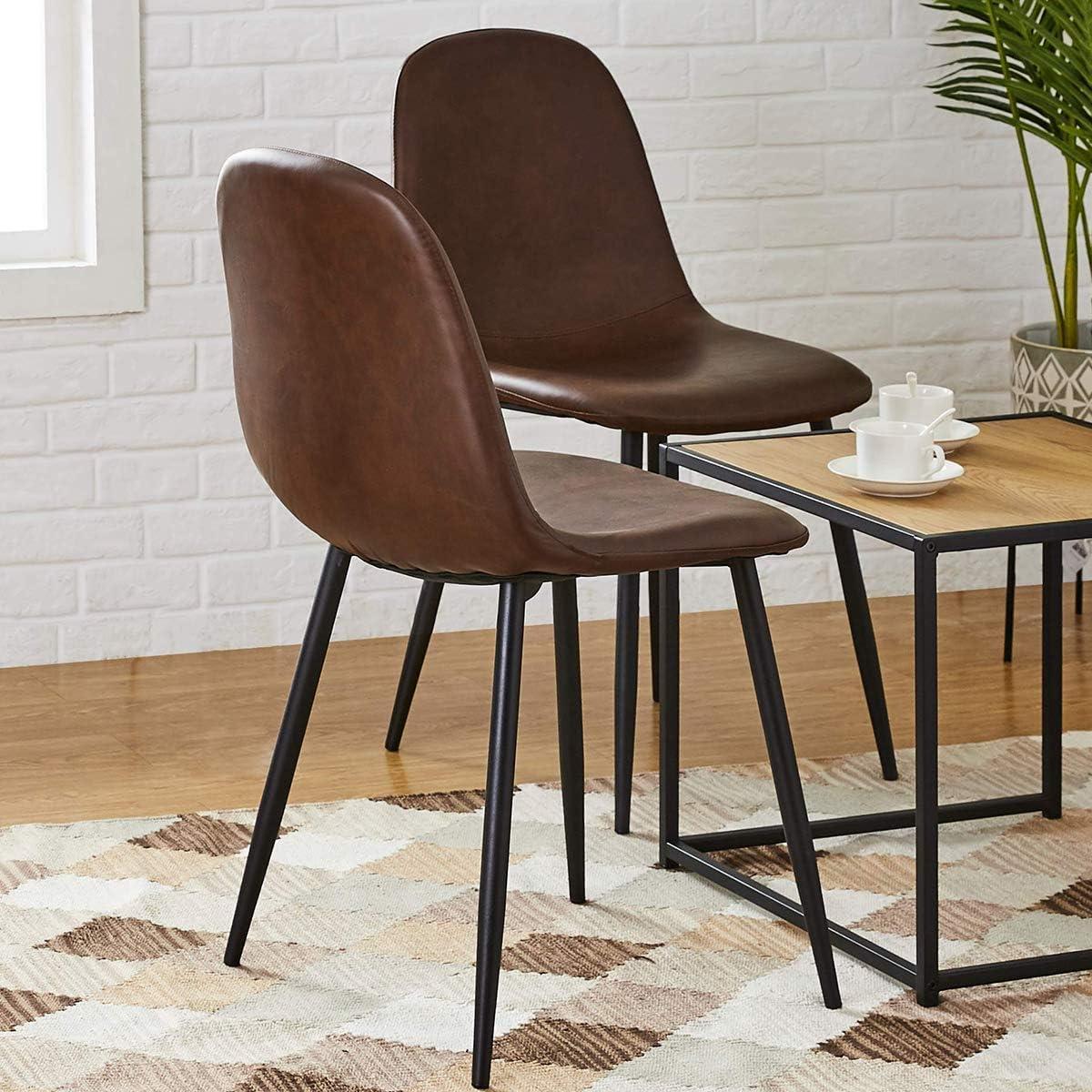 Connor Dark Brown Faux Leather Upholstered Side Chair Set