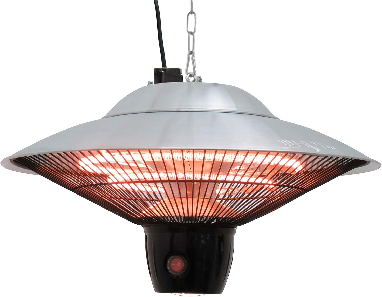 Silver Infrared Electric Hanging Outdoor Heater with Remote